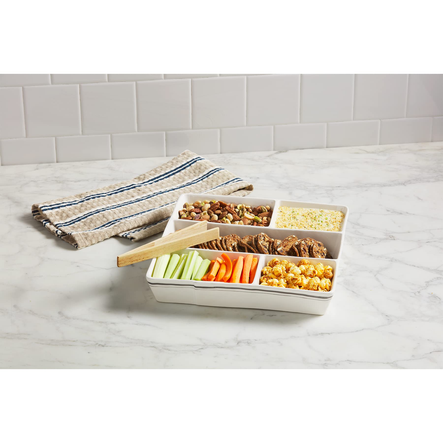 Mud Pie Bistro Section Server Set, Cream, dish 12