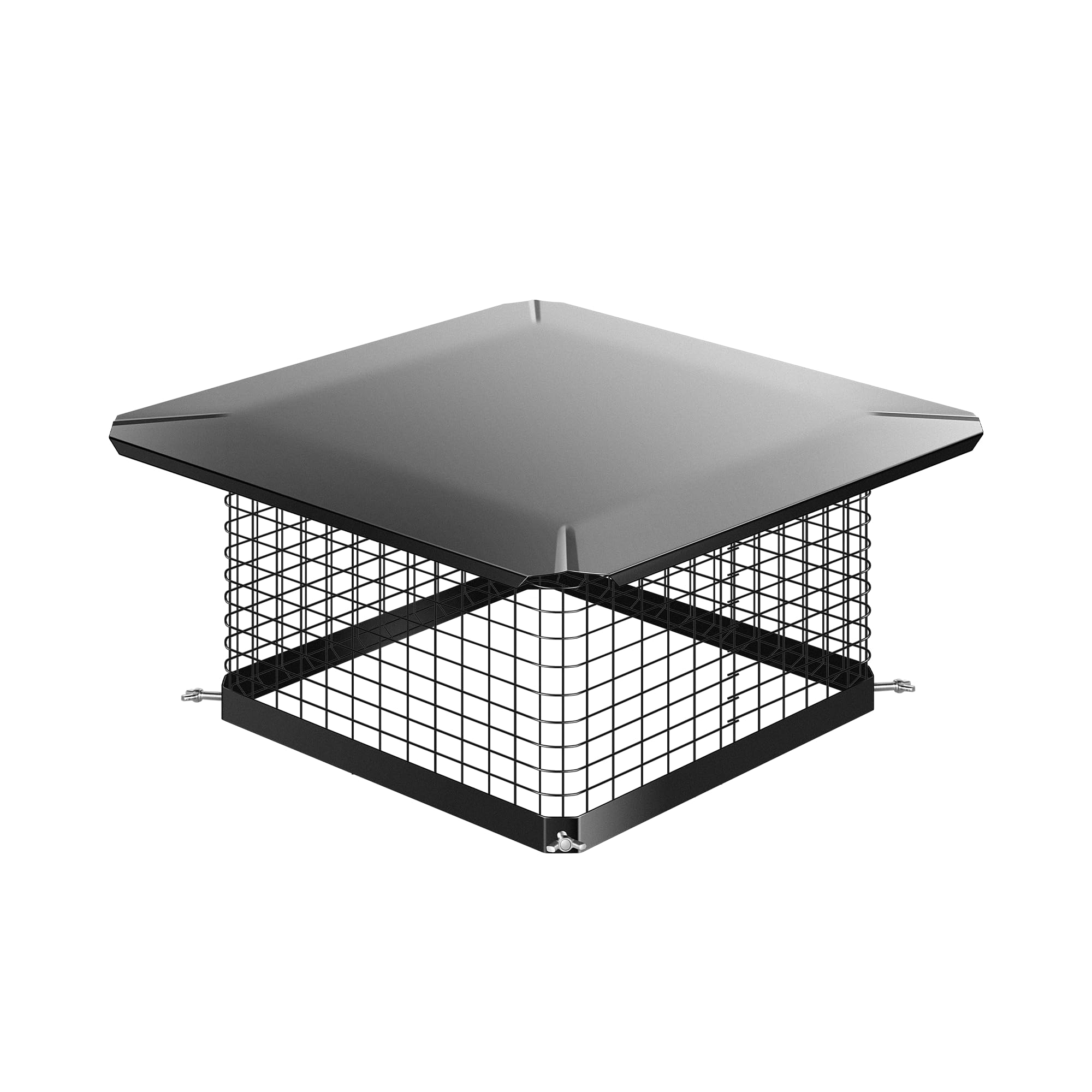 vivohome 9x9 inch chimney cap, square chimney cover, galvanized steel fireplace flue lid for outside, black chimney rain caps with single bolt-on