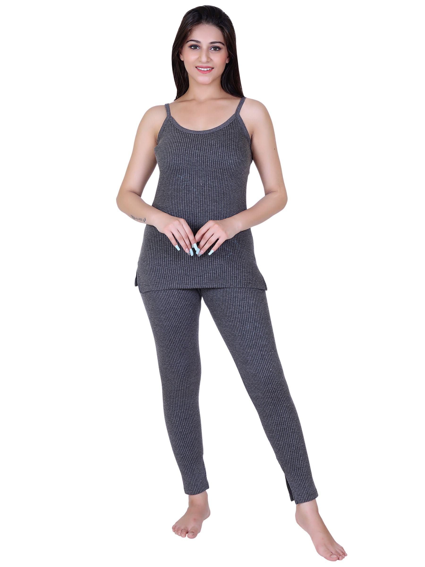 axys Womens Thermal Body Warmer Top & Bottom Set | Sleeveless Women's Scoop Neck | Ultra Soft Sleeveless Winter Inner Wear (Pack of 1) (Dark Grey, 85/S)-picture-37