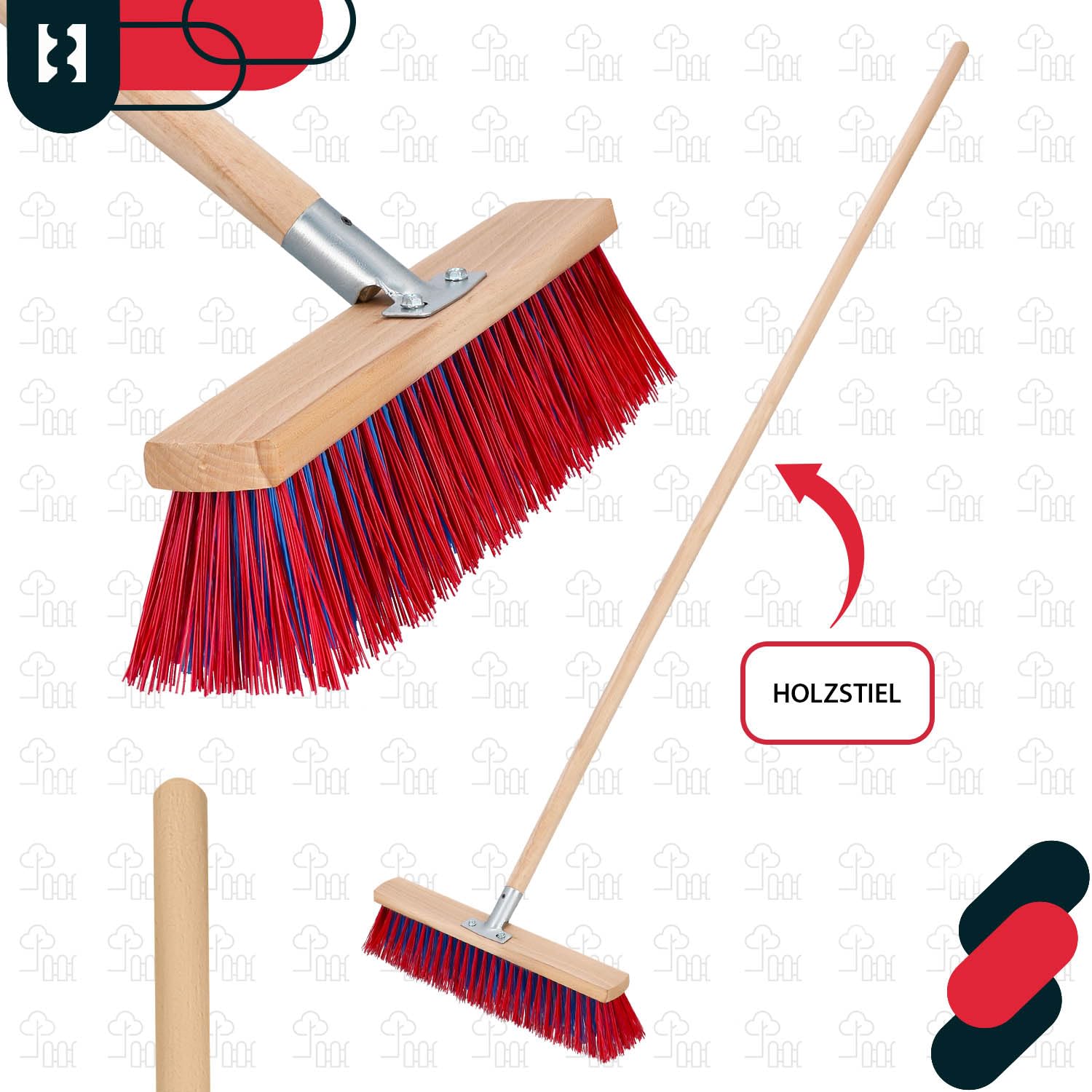 KOTARBAU® Set pala da neve con manico in legno 131 cm scopa da strada 43 cm + guanti pala da neve pala da neve spazzaneve scopa da giardino con manico esterno pala da neve auto manico in legno per la