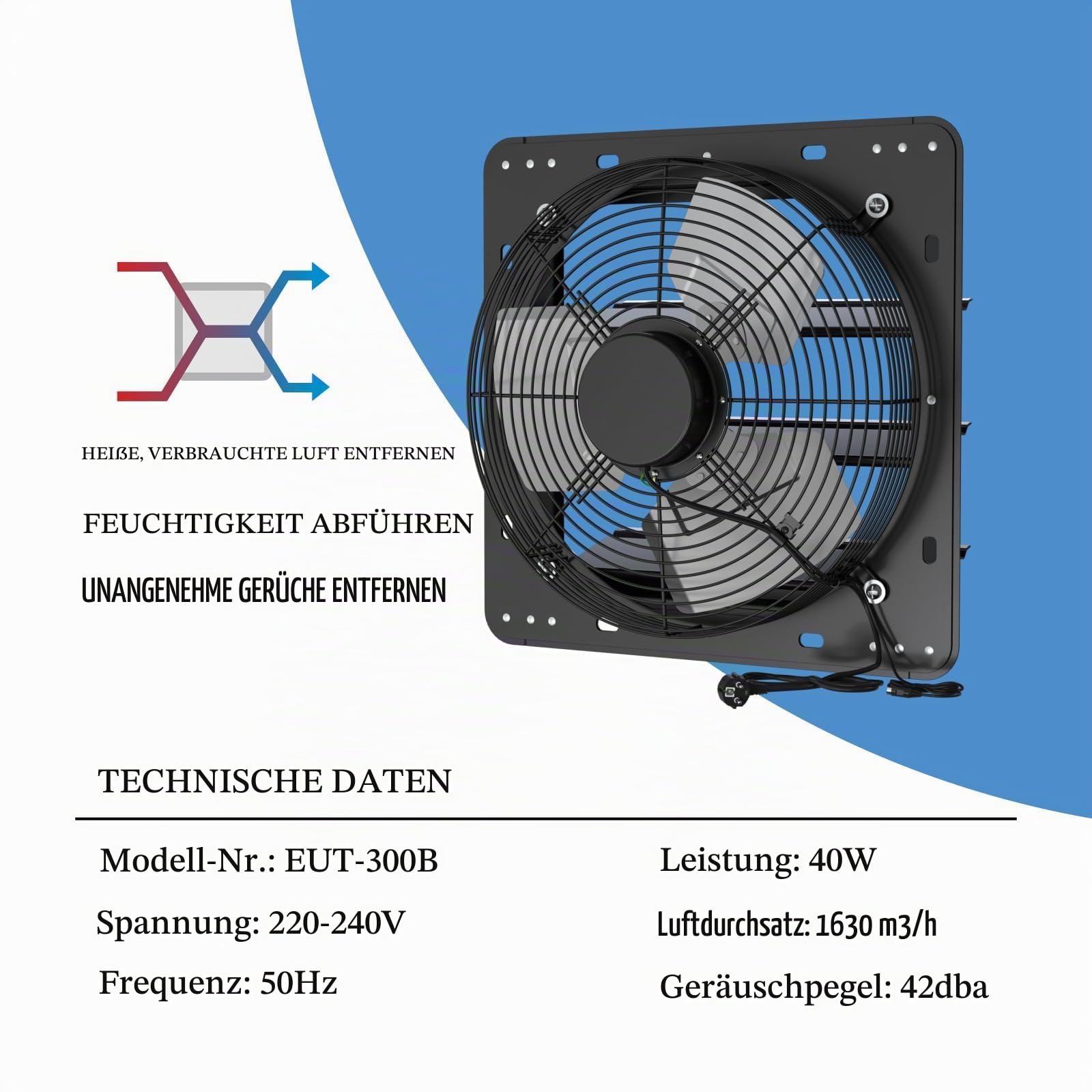 Aygrochy 300mm abluftventilator mit temperatursensor für keller Garage