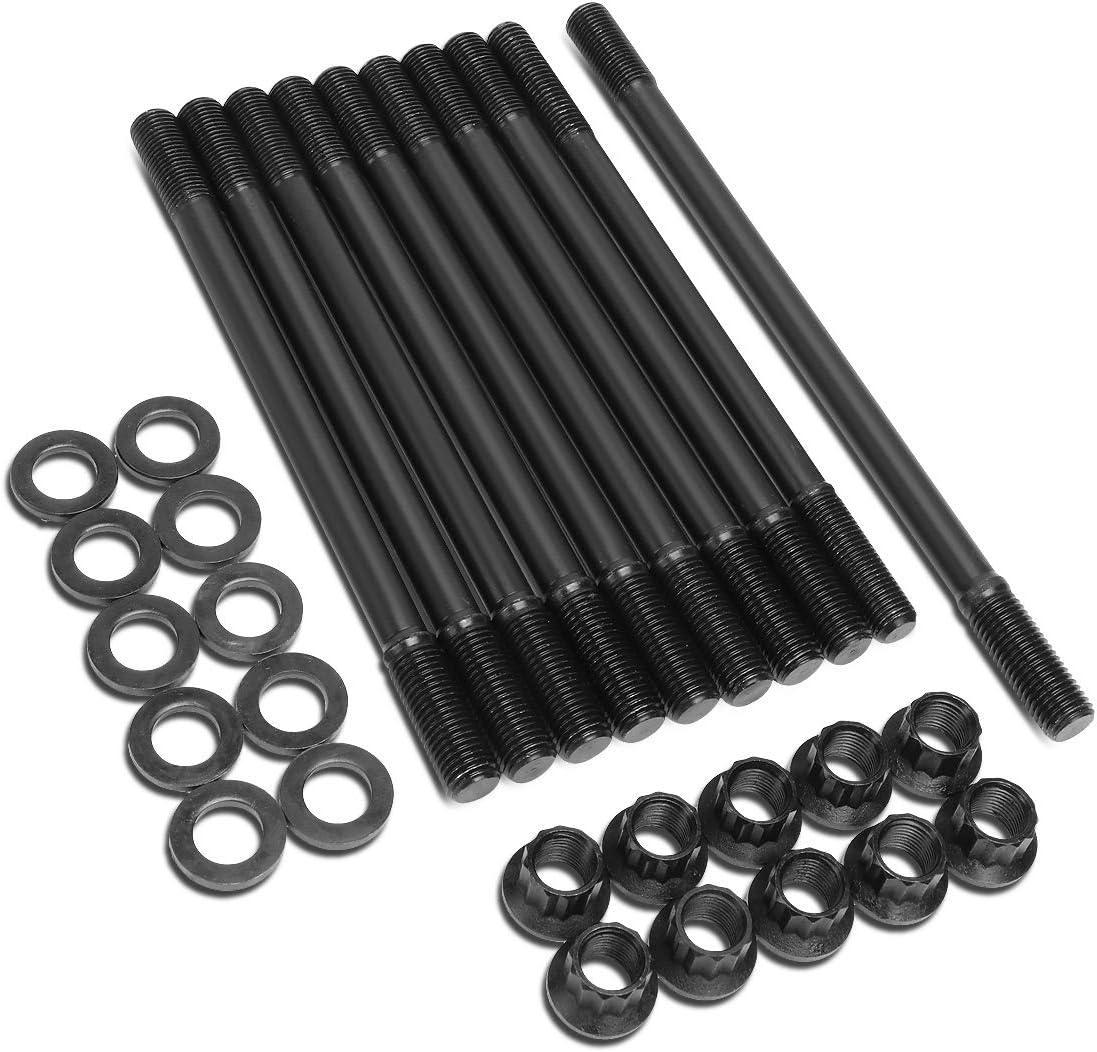 DNA Motoring LEPOW-024 Chromoly 12-Point Cylinder Head Studs Nuts Set Fit 92-96 Prelude S, SI, SE Accord, Black