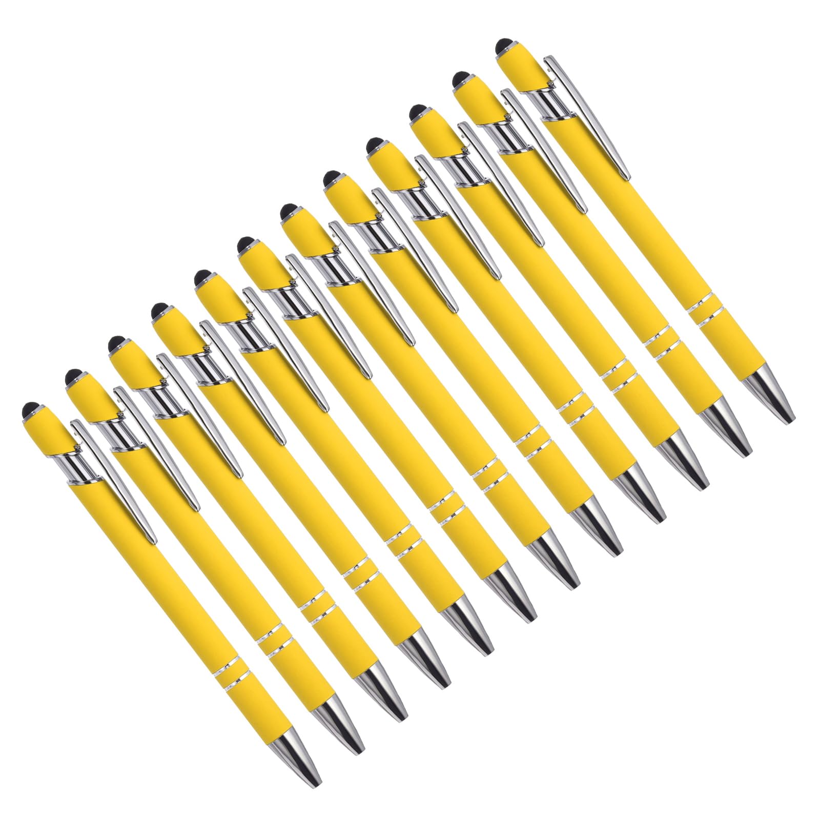 YOKIVE 12 Pcs Ballpoint Pen with Stylus Tip, 2 in 1 Black Ink Metal Stylus Pen 1.0mm Medium Point Style 1