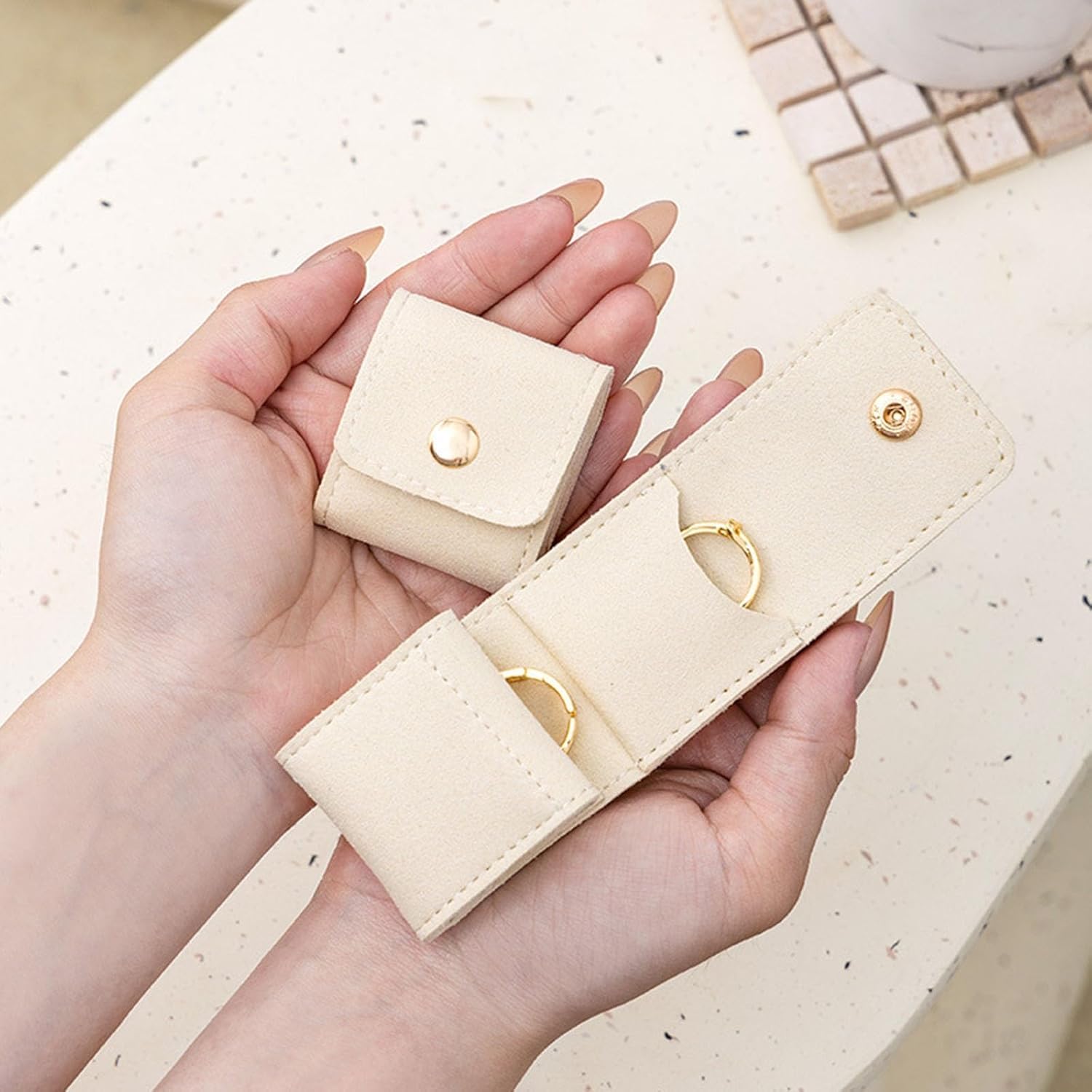 Pochette De Voyage Pour Bijoux En Suédine – Pliable, Compacte, Rangement Pour Bagues, Boucles D'oreilles Et Colliers