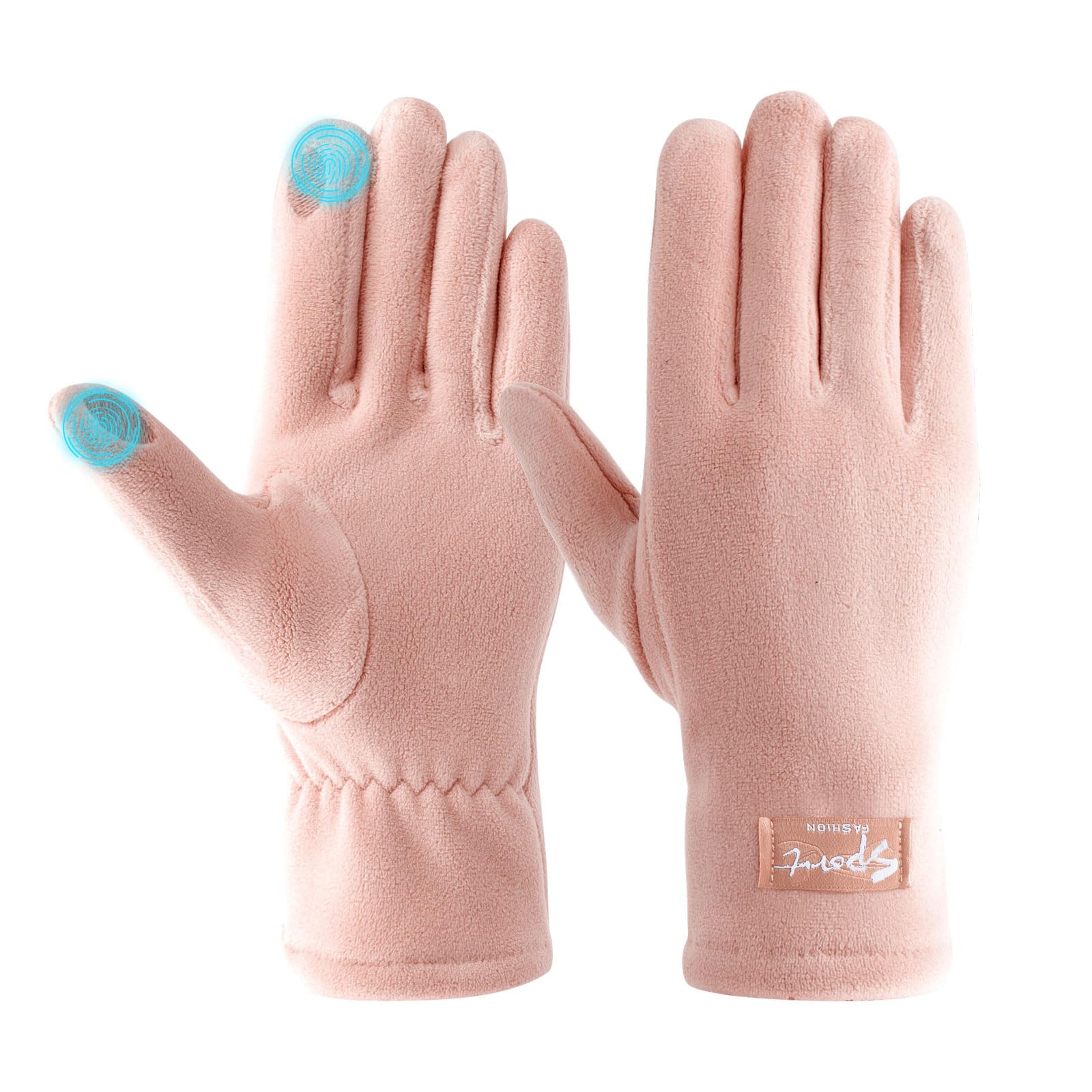 Infinizer Unisex Pink Women's Fleece Gloves Winter Soft Thermal Touch Screen Gloves For Outdoor Driving