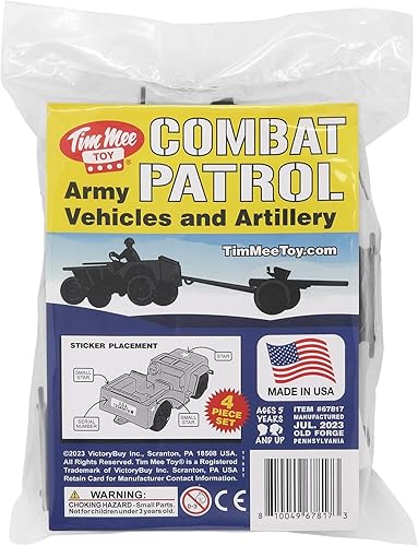Miniatura 7 de TimMee Combat Patrol Willys & Artillery - Juego negro de 4 piezas fabricado en Estados Unidos