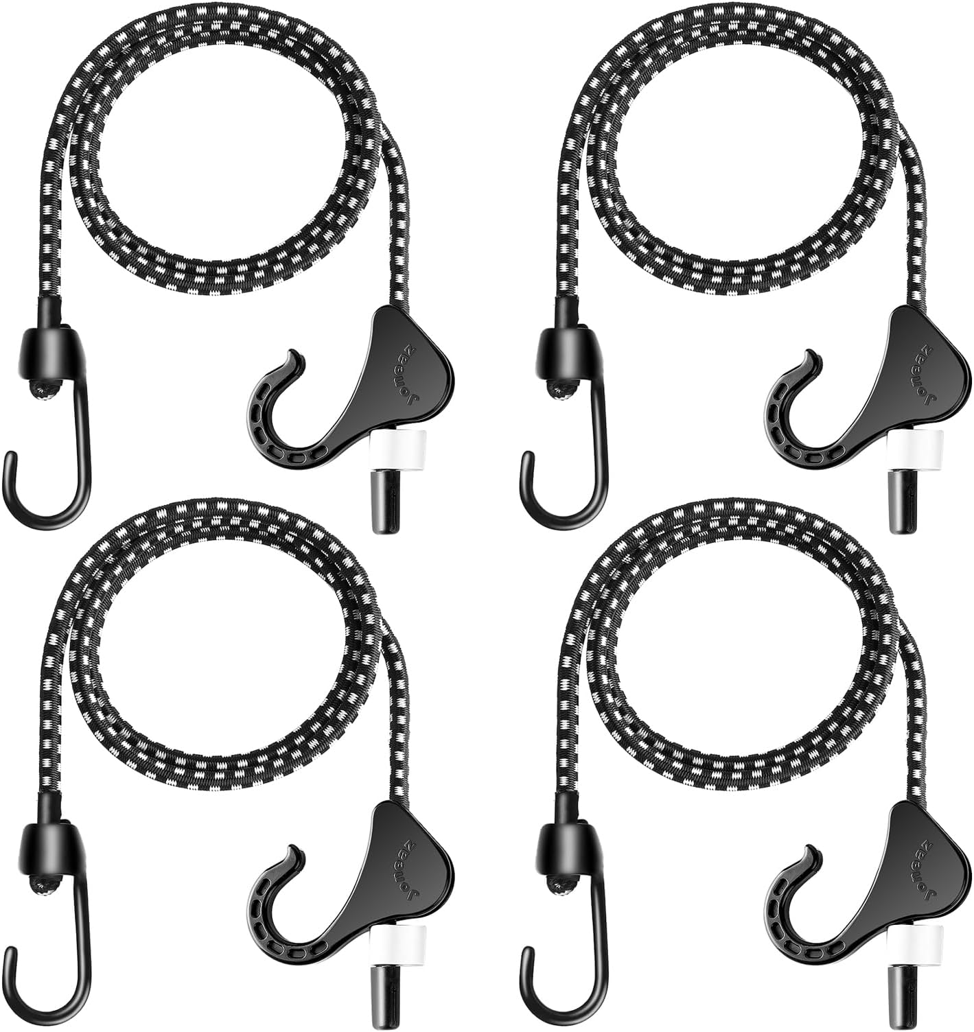 36 Inch Bungee Cords with Hooks Adjustable, 4-Piece,UV Resistant