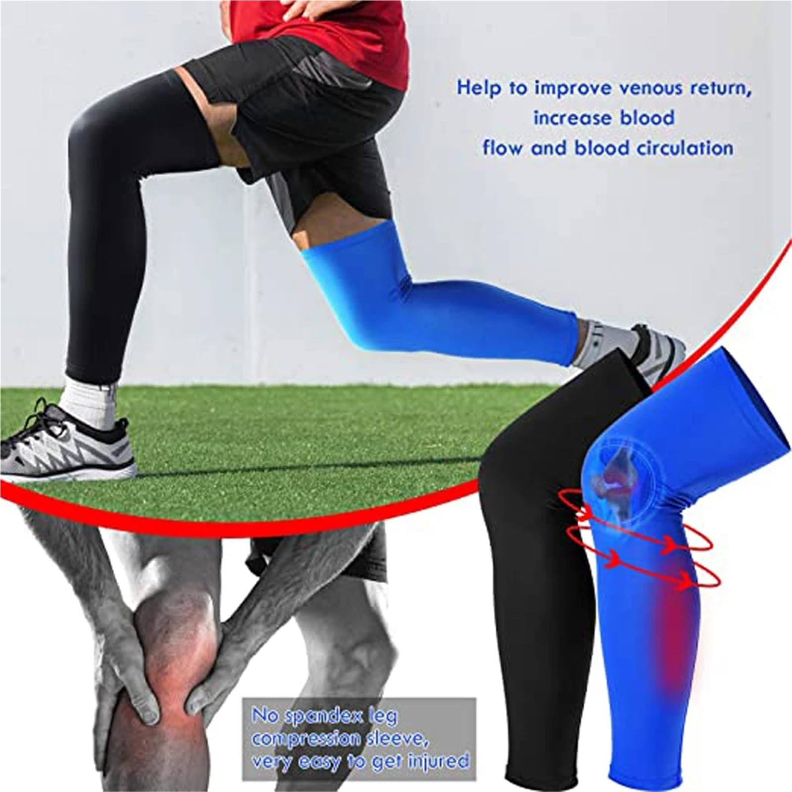 MRKU Genouillères de Sport antidérapantes, Manchons de Compression et de Maintien, 1 pièce, Sangle de Protection, Respirantes et Anti-UV, pour Le Cyclisme et Le Basketball en extérieur.