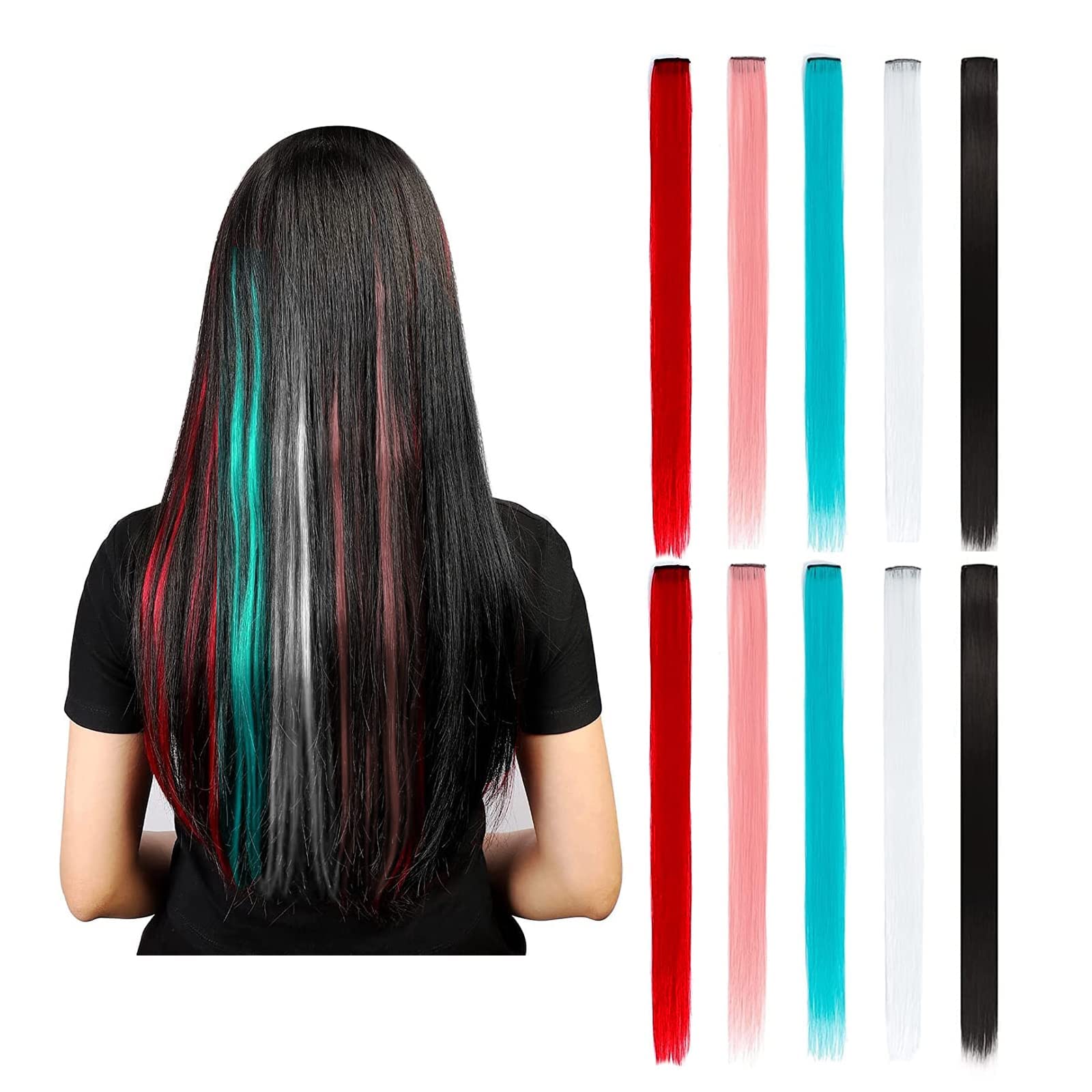 36 Ciocche Colorate Per Capelli Bambini Con Clip – Extension Trecce E Dritte – Idee Per Feste E Compleanni - 5