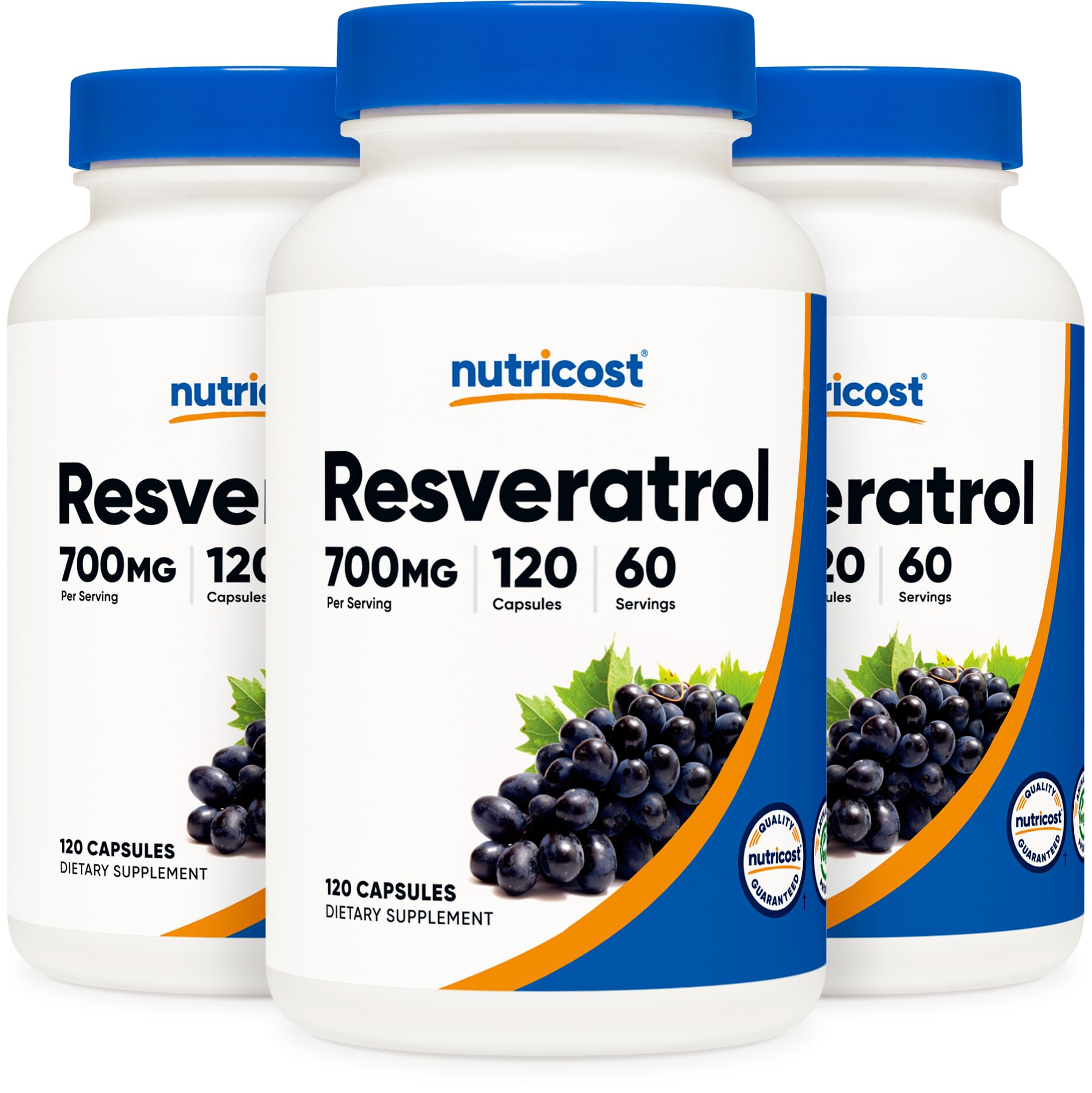 Nutricost Resveratrol 500mg; 120 Vegetable Capsules - 50% Trans-Resveratrol (3 Bottles)