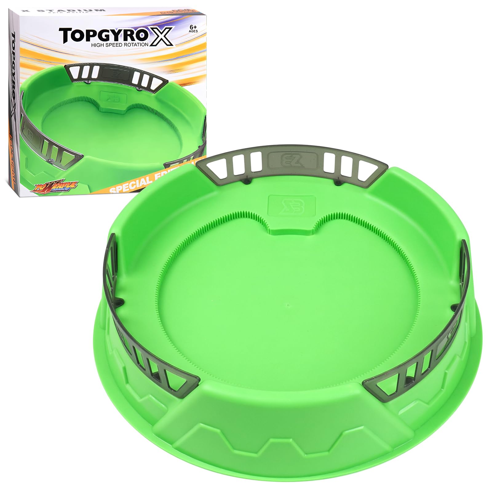 BGOVTAPO X Battling Stadium Only, Spinning Tops Arena with X Acceleration Rail, Compatible with X Spinning Top Game Toys, Great Gift for Boys Girls 6+(Green)