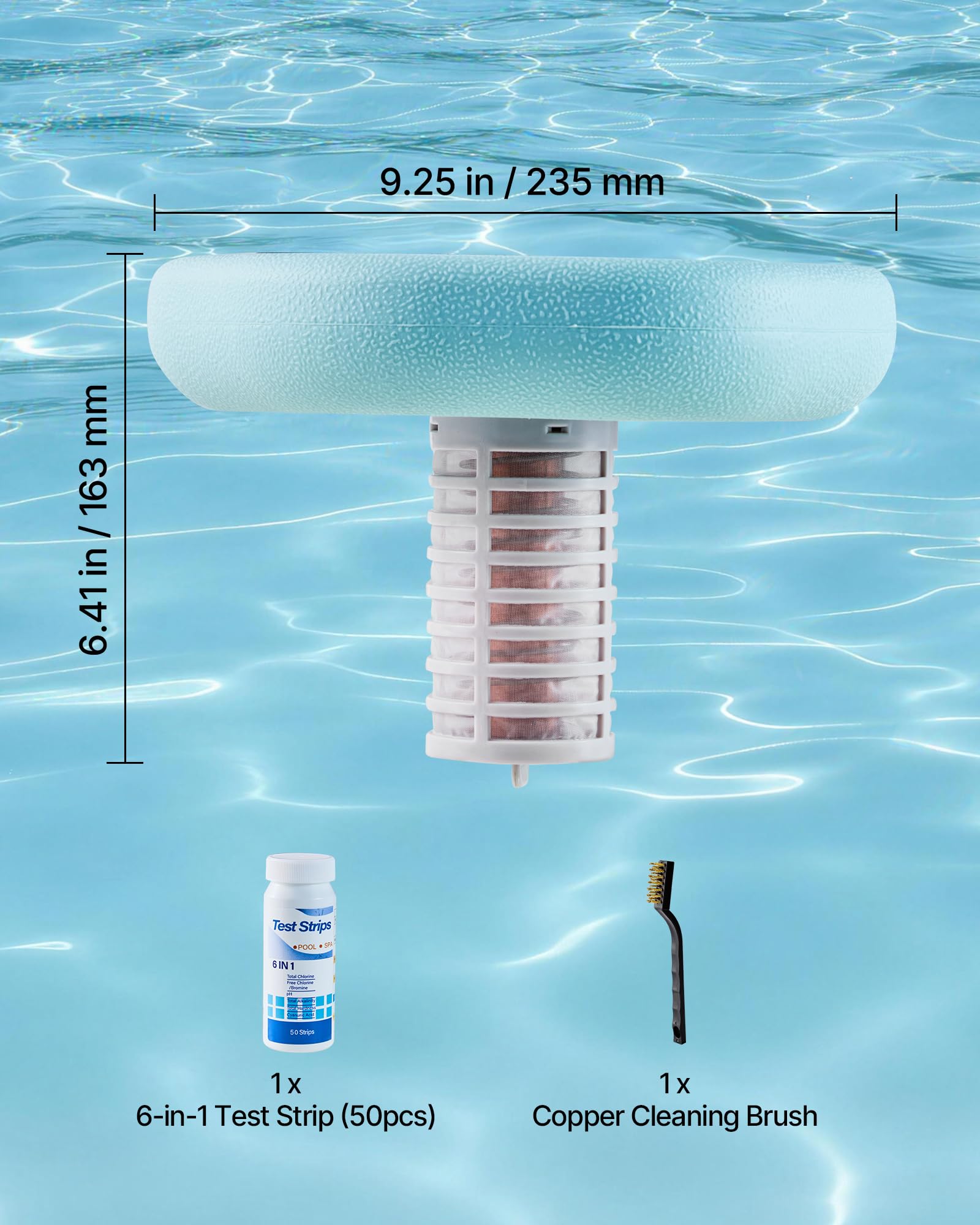VEVOR Ionizzatore Solare per Piscina Purificatore per Acqua Piscina Purificatore Forma Esagonale max. 170343 L, Ionizzatore ad Energia Solare Galleggiante per Piscina SPA Vasca Idromassaggio