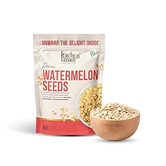 KitchenSmith Premium Watermelon Seeds - 200gm | A Nutrient-Rich Superfood For Energy | Digestion & Overall Wellness | High In Protein | Raw Watermelon Seeds For Eating | Raw Seeds | Nutrients Rich | Source of Antioxidants - image, photos