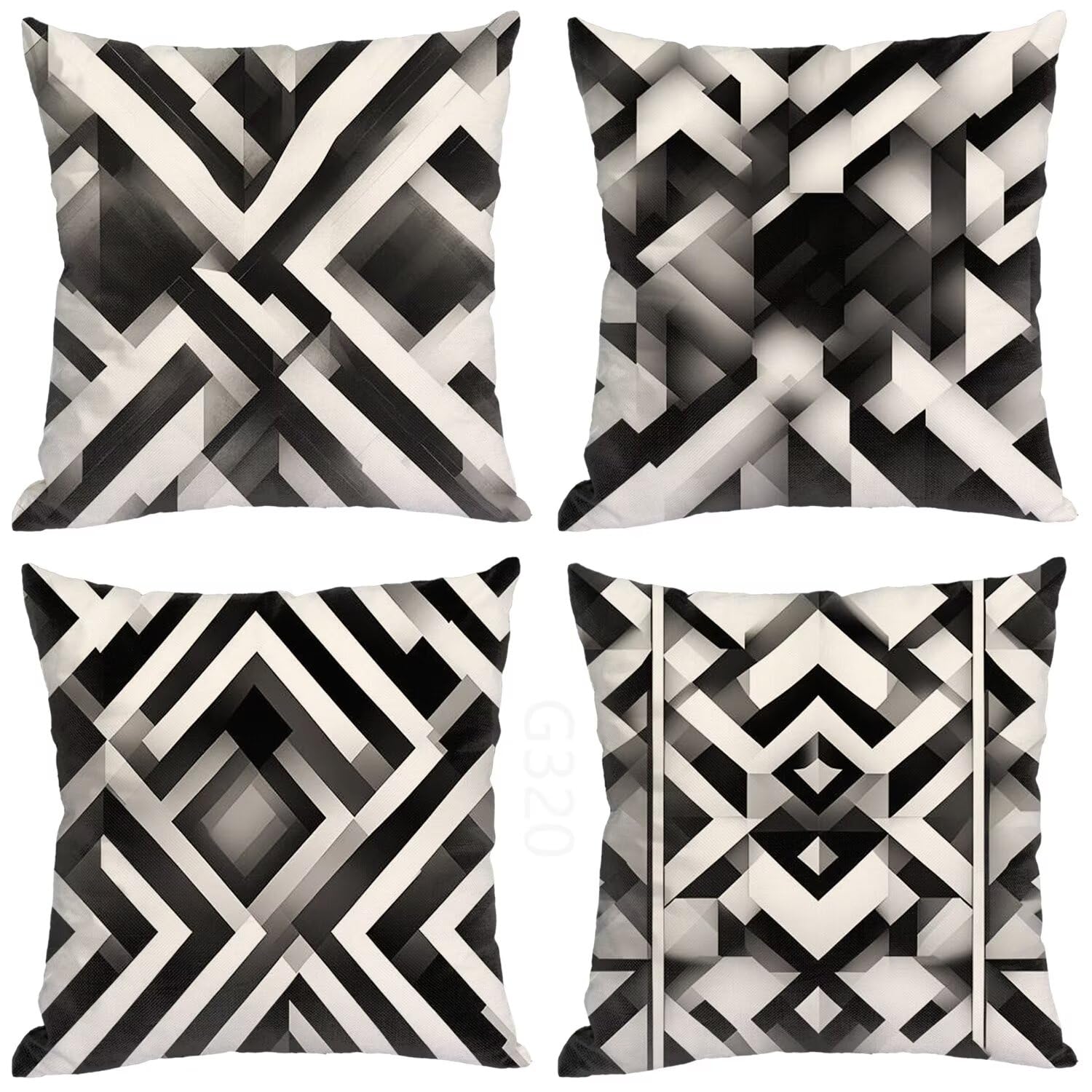 Federe Cuscini Divano 55x55cm 4 Pack Estate Soft Cuscini Divano Geometria Delle Piante Cuscini Decorativi per Divano Soggiorno Sedia Camera da Letto Auto Giardino All'aperto Verde Cuscino LY-337