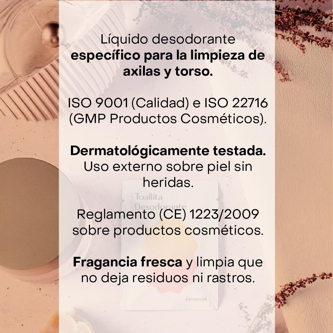 Limoncol Toallitas Desodorantes Corporales Individuales, Frescor y Limpieza sin Agua para Axilas y Torso, Tejido Suave Spunlace, Uso Diario y Fuera de Casa, 10 Unidades — view 7
