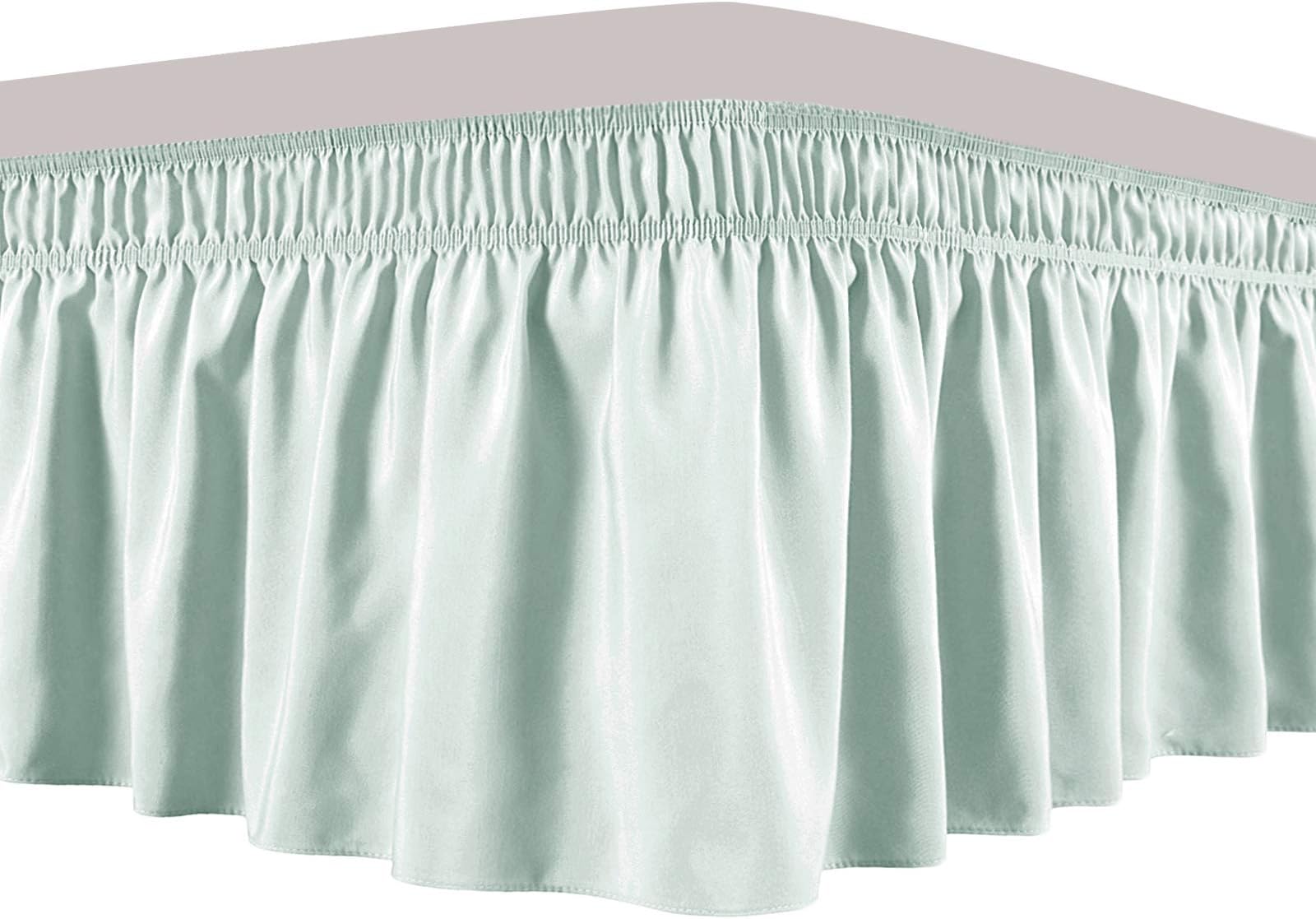 Obytex Wrap Around Bed Skirts, Cotton Bedskirt Elastic Dust Ruffle Silky Soft & Wrinkle Free Classic Stylish Look in Your Bedroom (Green, Twin/Full-18'' Drop)