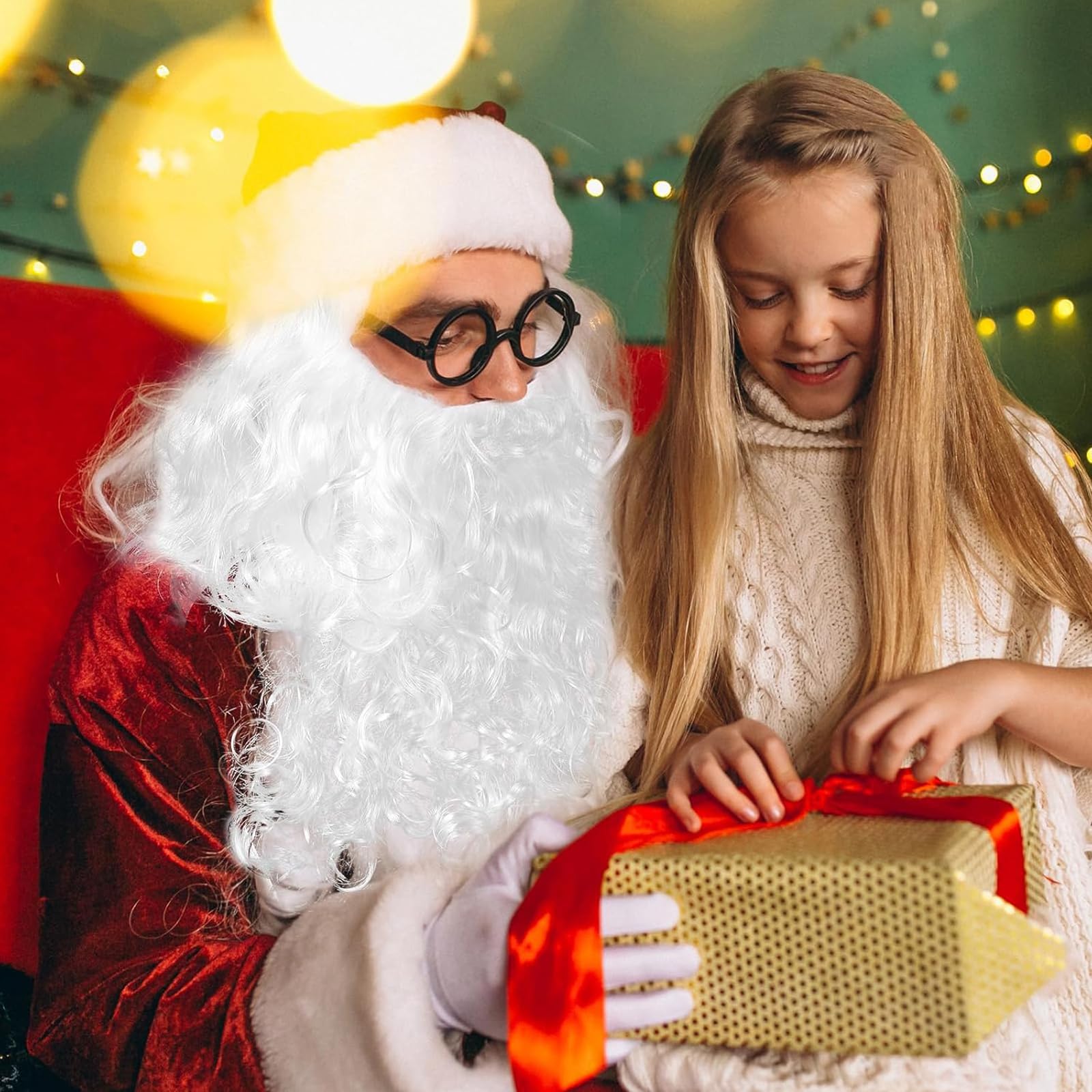 Amazon.co.jp: デコ出しカツラタイプ サンタ 髭 2個入り（髪+ひげ