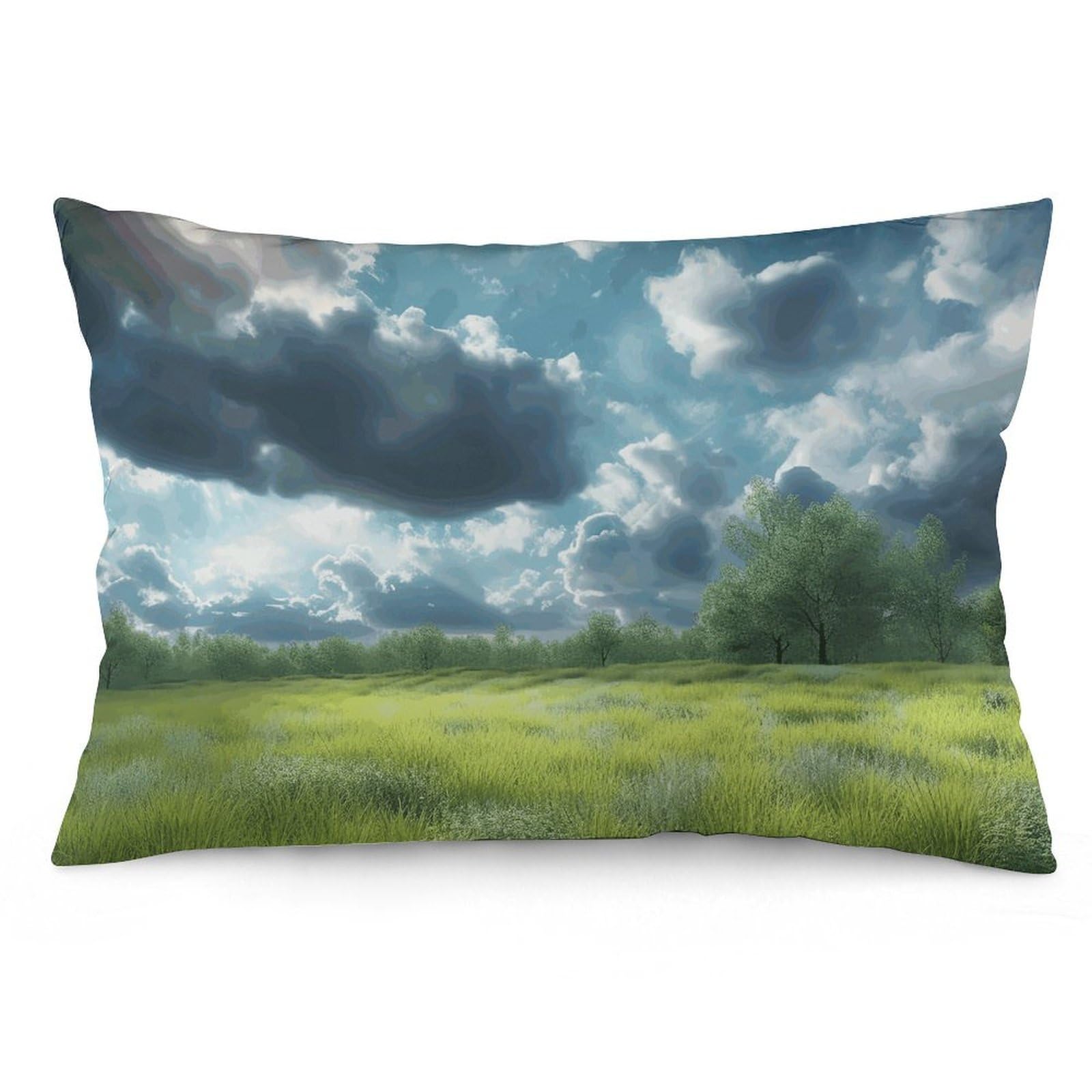 2 Pack Pillow Cases for Hair and Skin, Soft Breathable Pillow Case Covers with Hidden Zipper, Dark Blue Landscape Pillowcase 12 "x20 Pillow Covers for Sleeping Gift