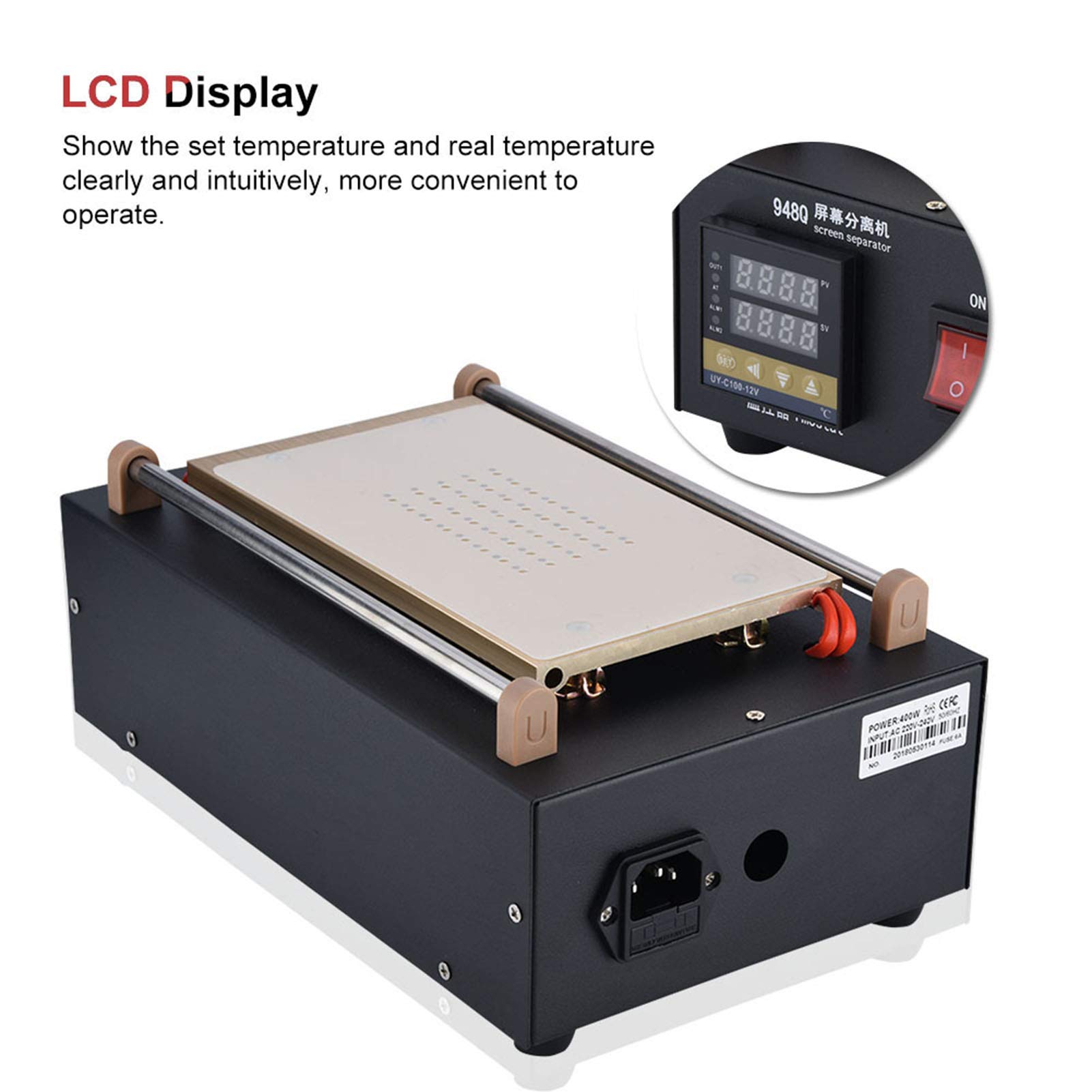 Ejoyous LCD Bildschirmtrennzeichen, 2-in-1 Vakuum Separator Maschine mit Heizplatte, 260 x 160mm PCB Preheater Vorwärmen Ofen, 400W