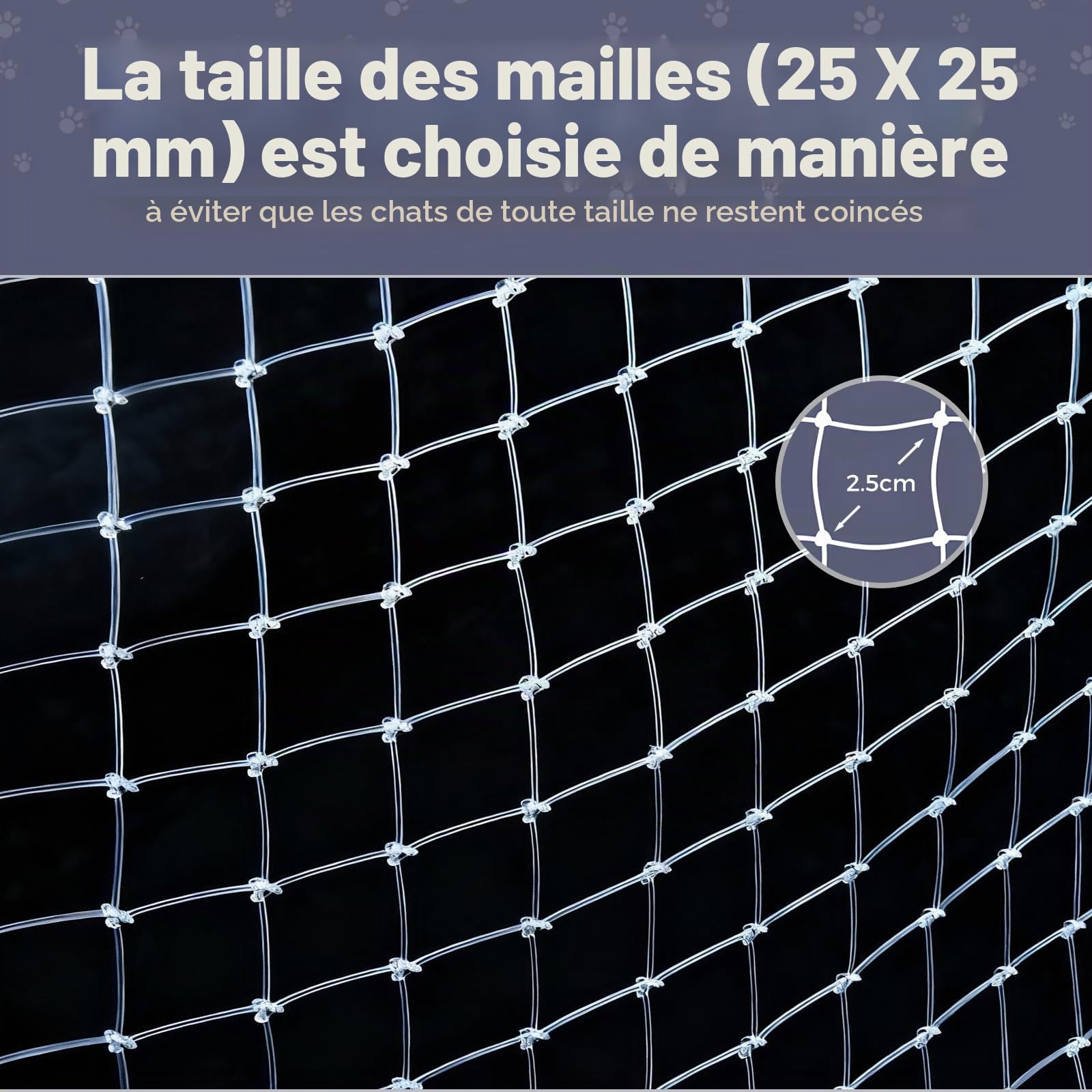 Filet de Protection Chat Balcon Nylon Forte Résilience Anti Oiseaux Jardin 5x5m Transparent