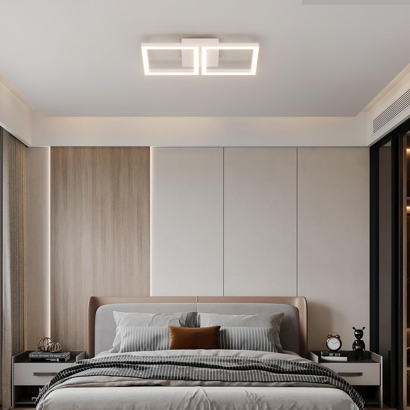 Klighten Plafoniera Led Soffitto 28W 2000LM, Lampada Soffitto Decorativa Moderna, Plafoniera Alluminio per Corridoio Cucina Camera da Letto Soggiorno, 41 x 20 cm, Bianco Caldo 3000K, Bianco
