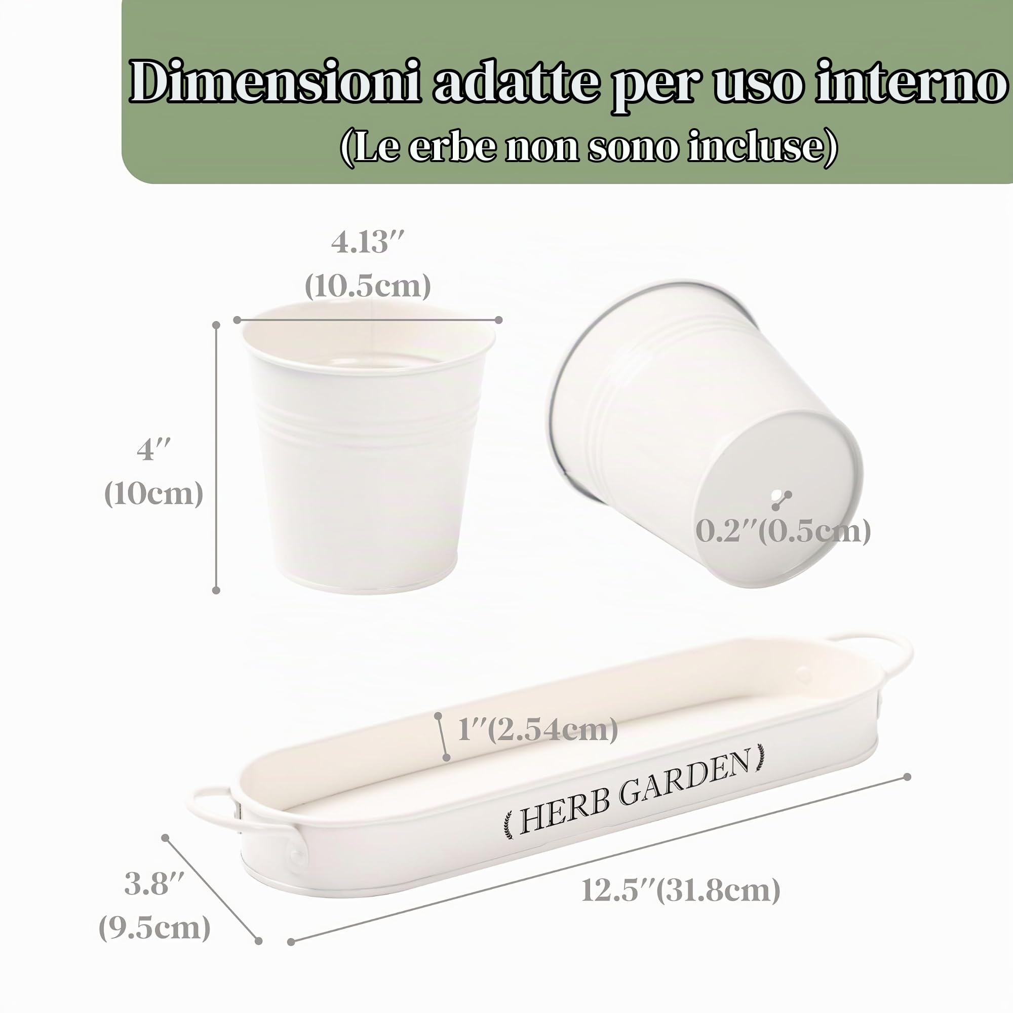 PERFNIQUE Giardino di erbe aromatiche da interno, fioriera da giardino per interni ed esterni, vasi per piante da fattoria, kit da giardino per davanzale con vassoio, vasi da finestra per piante da