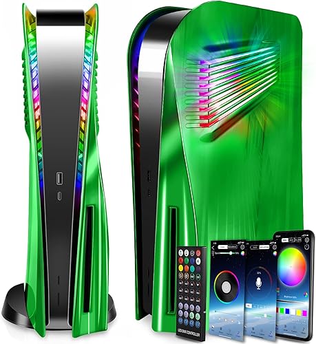 PS5 Faceplate with RGB Light Strip and Dust Filter for Cooling Vents DOBEWINGDELOU 400+ Effects LED Light Ring Console Cover for PlayStation 5 Disc