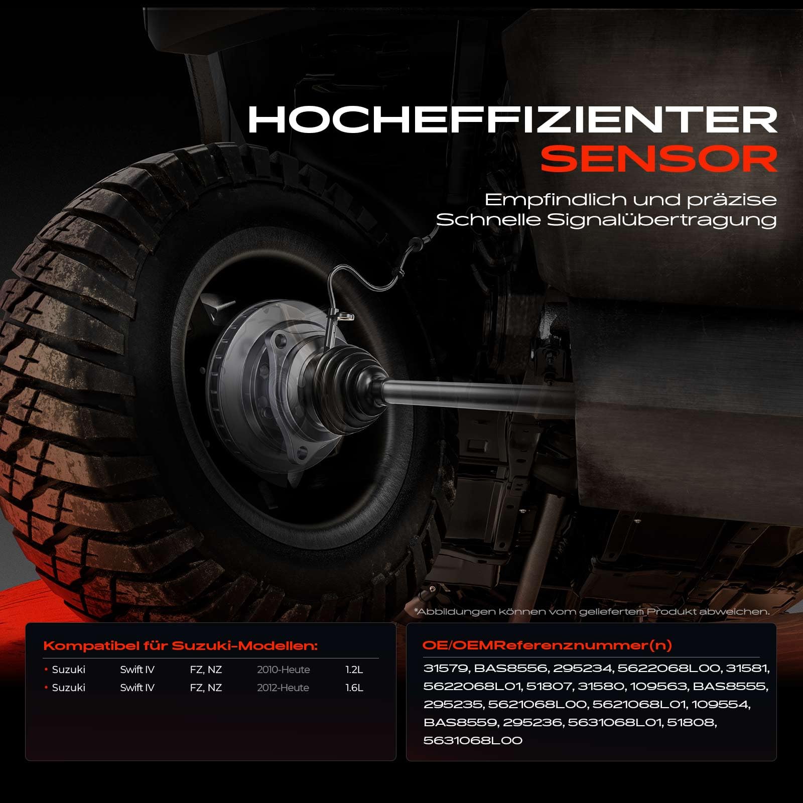 Frankberg 4x Sensore di velocità Sensore Velocità Ruota Sensore ABS di velocità ABS Anteriore Posteriore Compatibile con Swift IV FZ NZ 2010-2025 Replace# 31581,109563