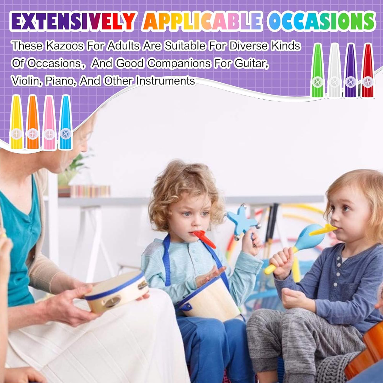20Pcs Kazoos Multipack, Kazoo Instrument, Card Flute Accompaniment Toy, Multi-Color Kazoo Kazoos for Kids Beginners - Image 4