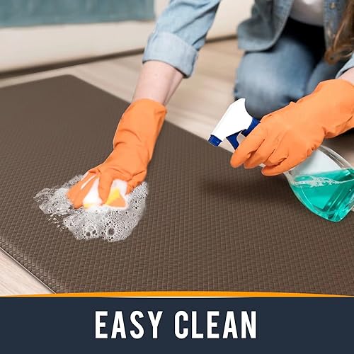 Miniatura 4 de Oakeep Tapete de cocina acolchado antifatiga para el suelo, tapete de cocina acolchado para estar de pie, 17 x 79 pulgadas, marrón