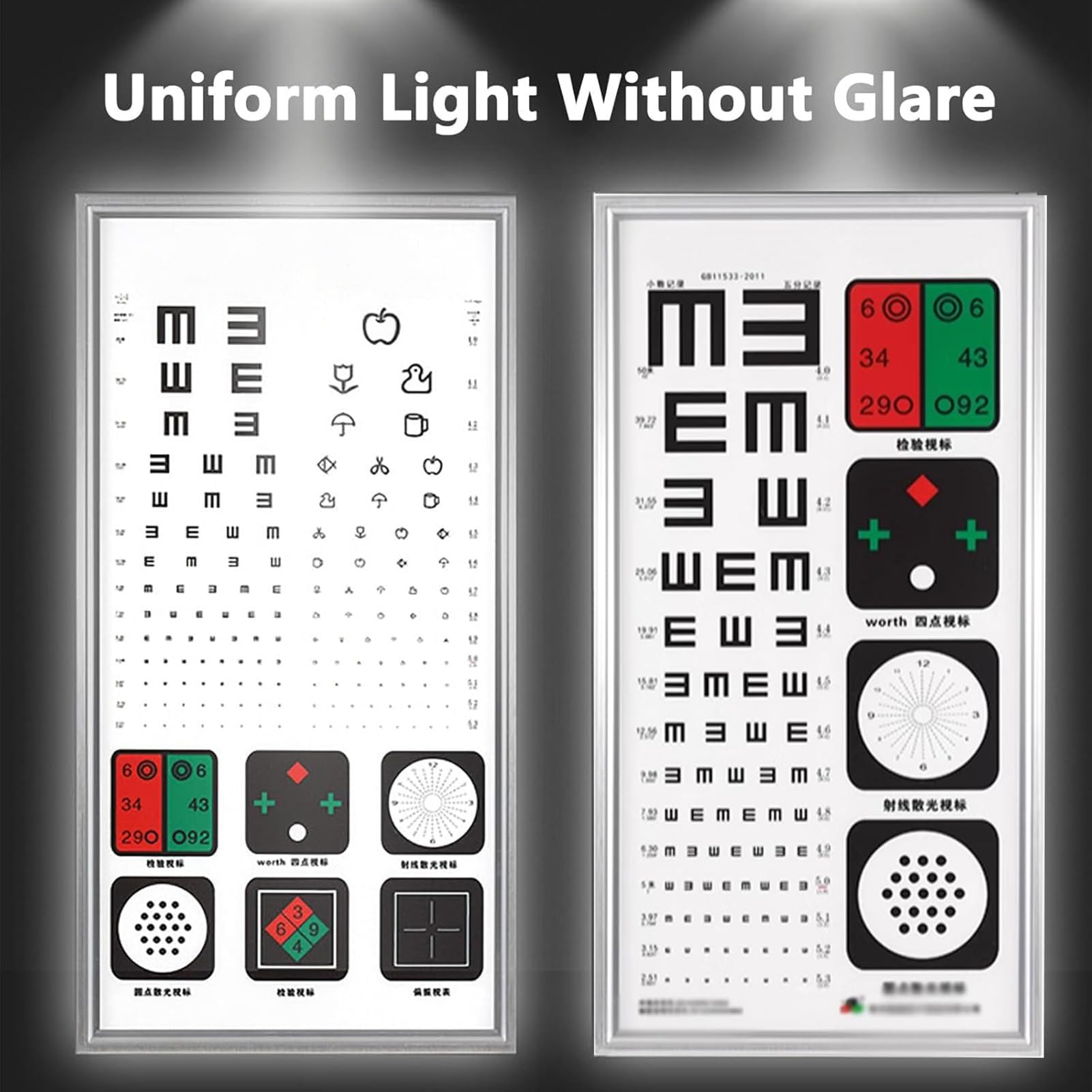 LED-Sehtafel, Sehtafeln zur Sehschärfe, LED-Sehtafel, multifunktionale Sehtafel-Leuchtbox mit Stab und Augenlöffel, LED-Sehtafel for die Heimkrankenstation, Krankenhausklinik