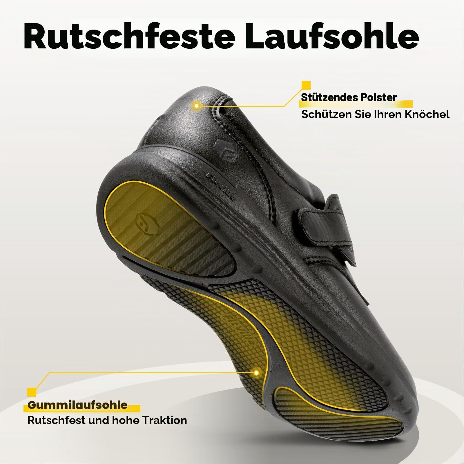 FitVille Diabetiker Schuhe Damen Extra Weit Leder Mokassins Slippers Orthopädische Schuhe mit Klettverschluss Verstellbare Loafers Bequemer Elegant Walkingschuhe für Geschwollene Füße