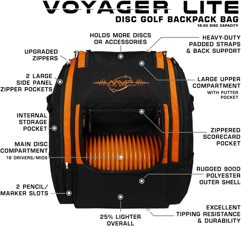 MVP Disc Sports Voyager Lite Backpack Disc Golf Bag (Choose Your Favorite Color)