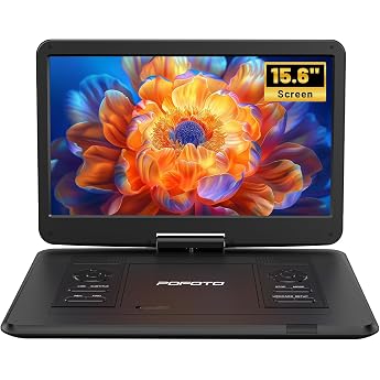 POFOTO 17.5 Inch Portable DVD Player with 15.6 Inch Rotating HD Display, 6 Hours Battery Life, Supports Multiple Formats / SD / U