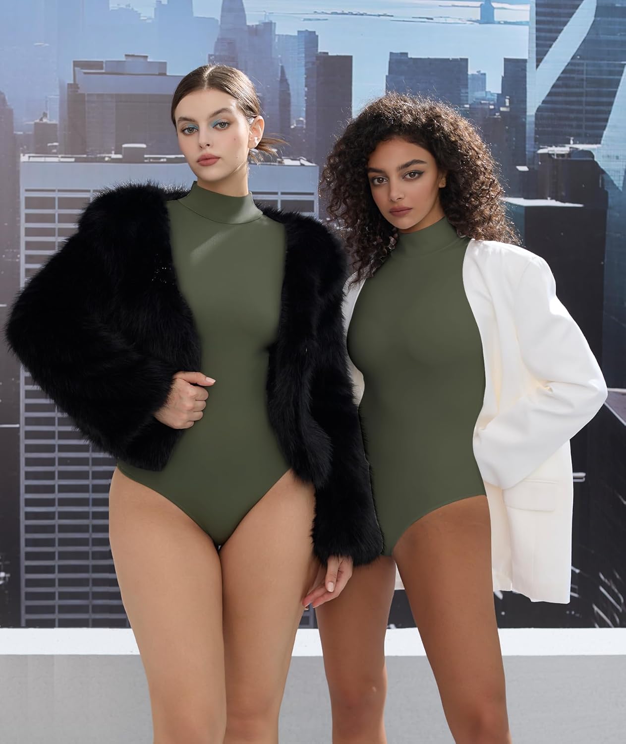 Women’s Mock Turtleneck Bodysuit Long Sleeve, Double lined Body suit Top Suitable for Going out - Image 8