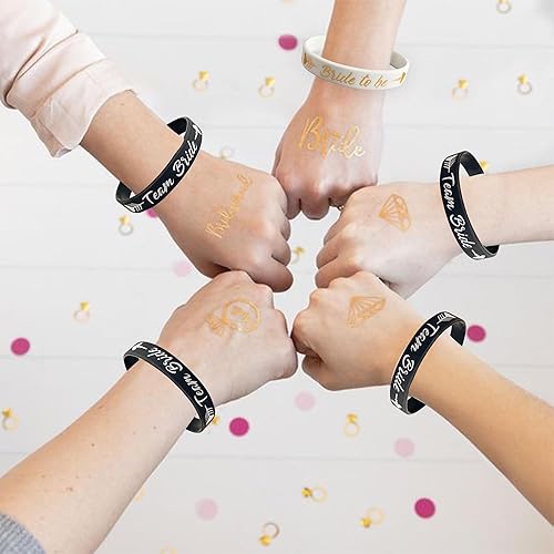 Miniatura 7 de LADY&HOME Paquete de 10 pulseras de silicona para despedida de soltera, regalos de tribu de novia (negro)