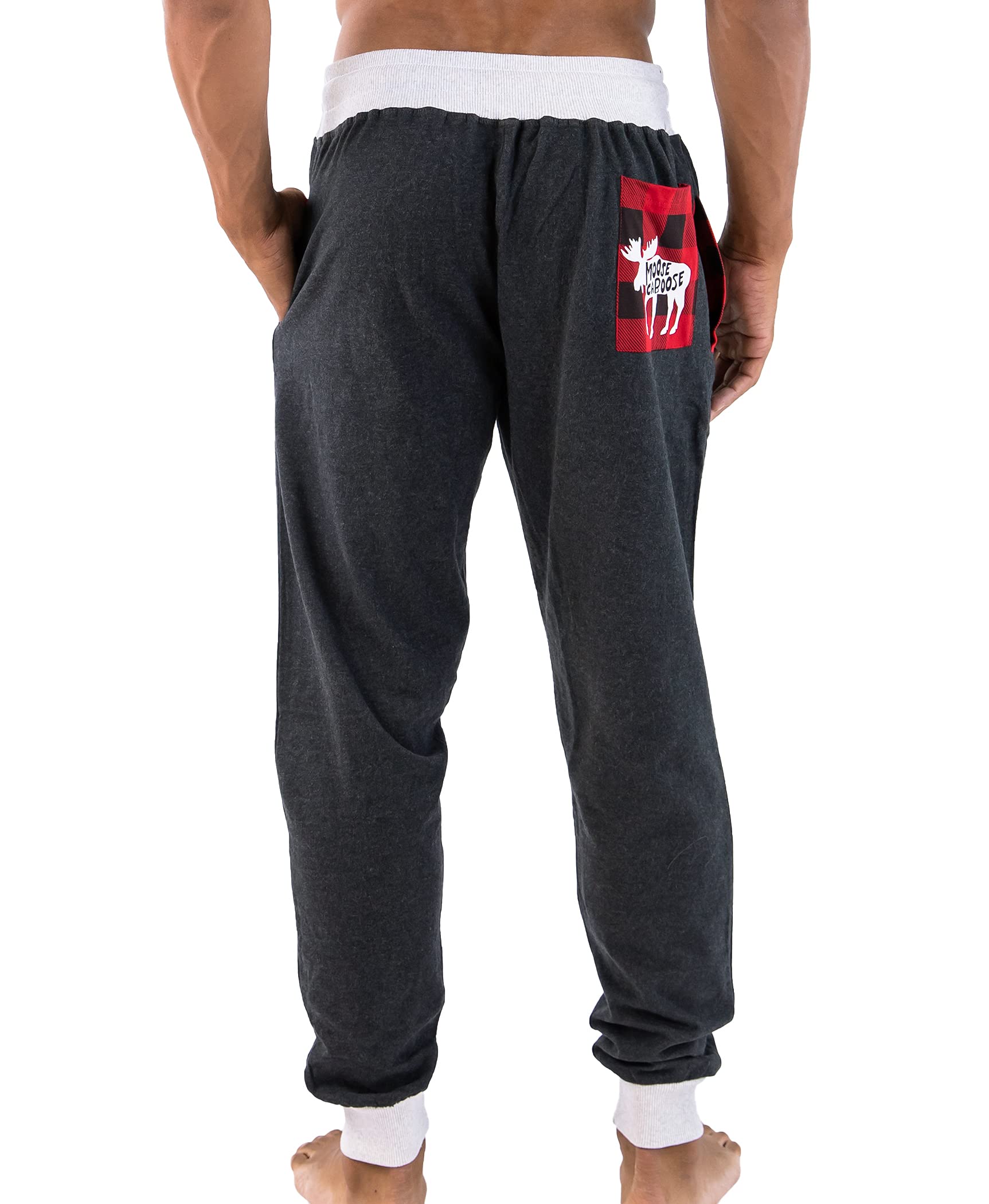 Lazy One Men's Moose Caboose Jogger Jogger Sweatpants, Cozy, Warm, Pockets, Small