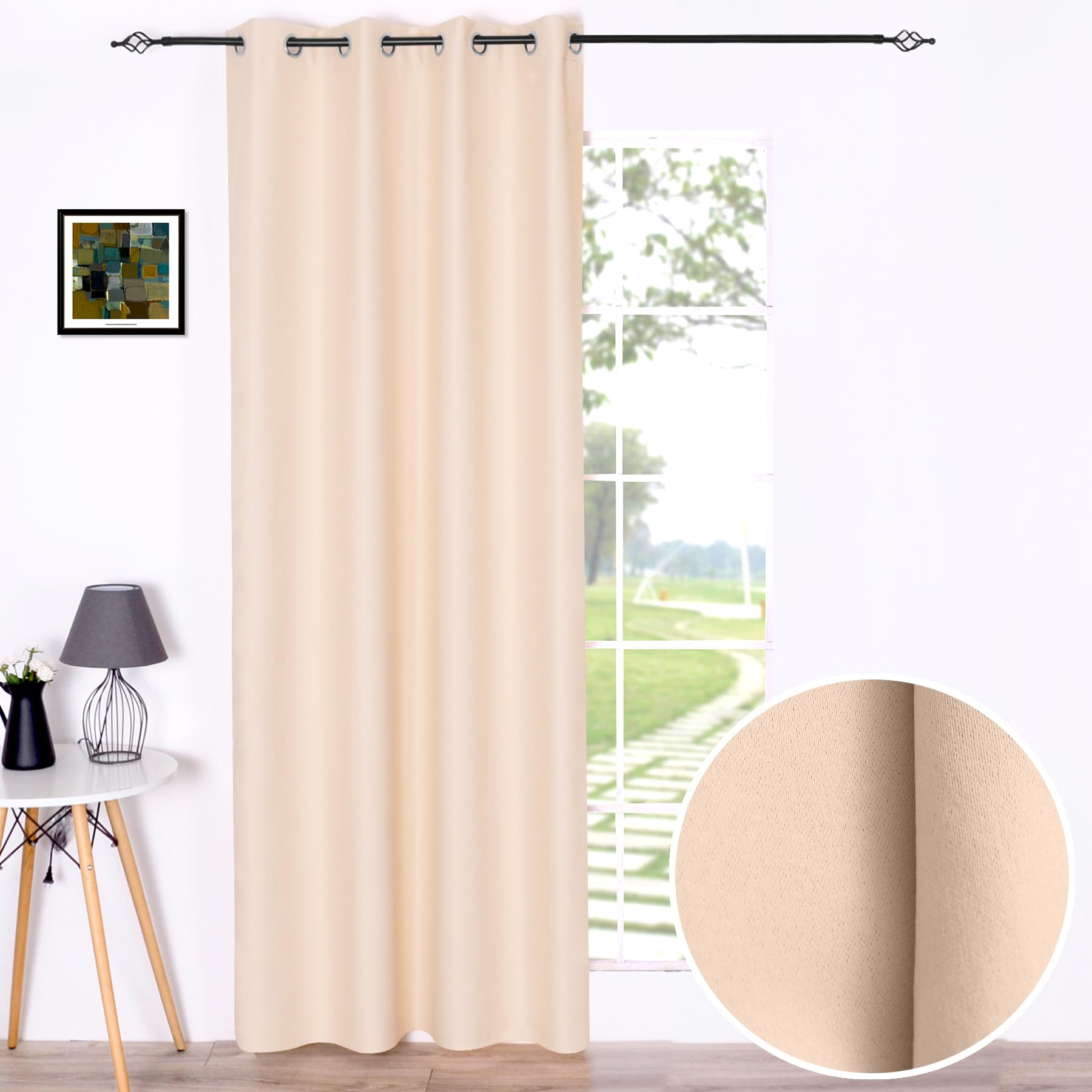 BOD HOME, Cortina Opaca de Salón, 1 Pieza, 140 x 260 cm, Aislante Frío y Calor, Cortina con Ojales, Cortina para Dormitorio, Moderna, Resistente y Suave, Decoración para Hogar, Crema