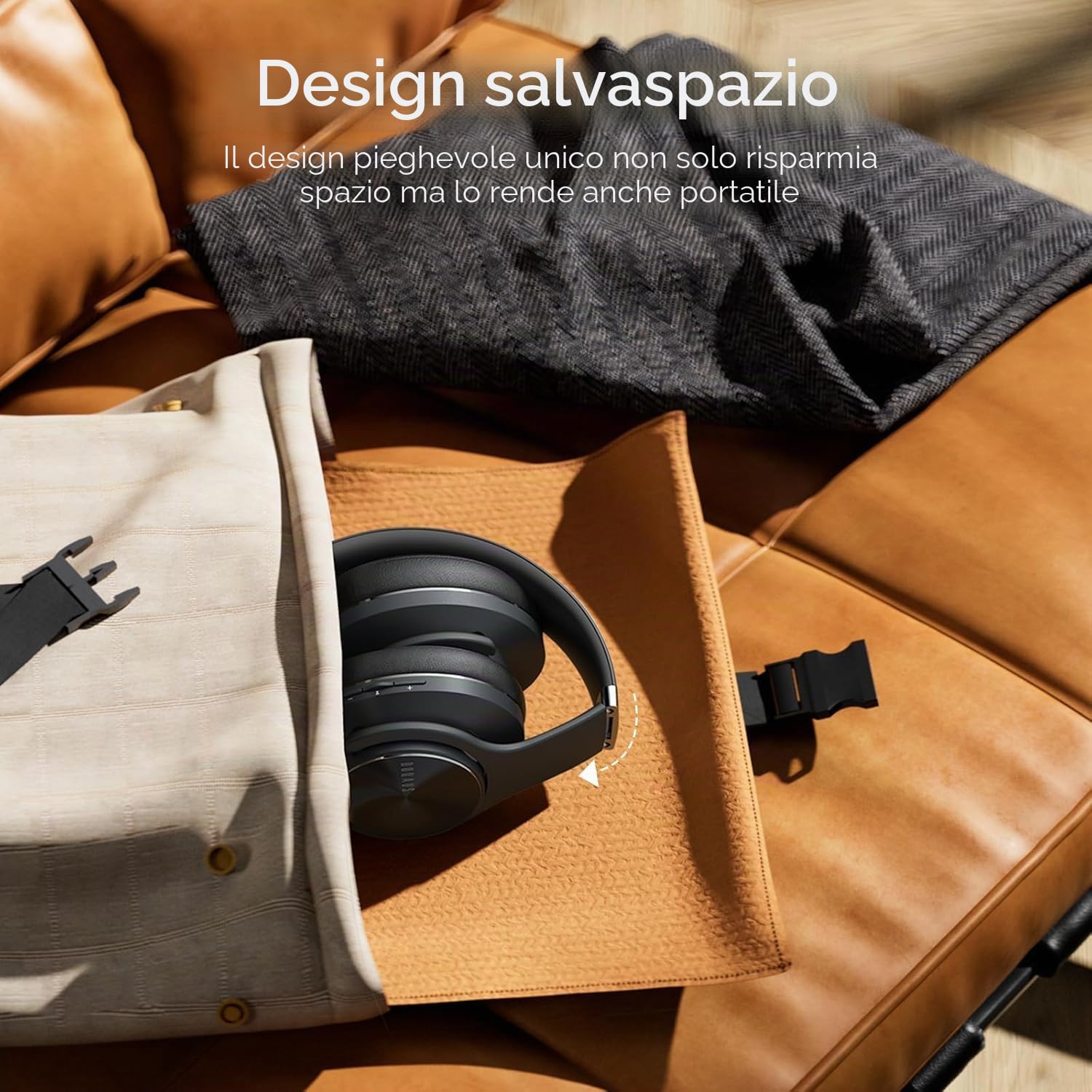 DOQAUS Cuffie Bluetooth Over Ear con APP,Nero | 90 ore di autonomia, 9 modalità EQ, Bluetooth 5.4, microfono integrato, pieghevoli per lavoro, viaggio, musica