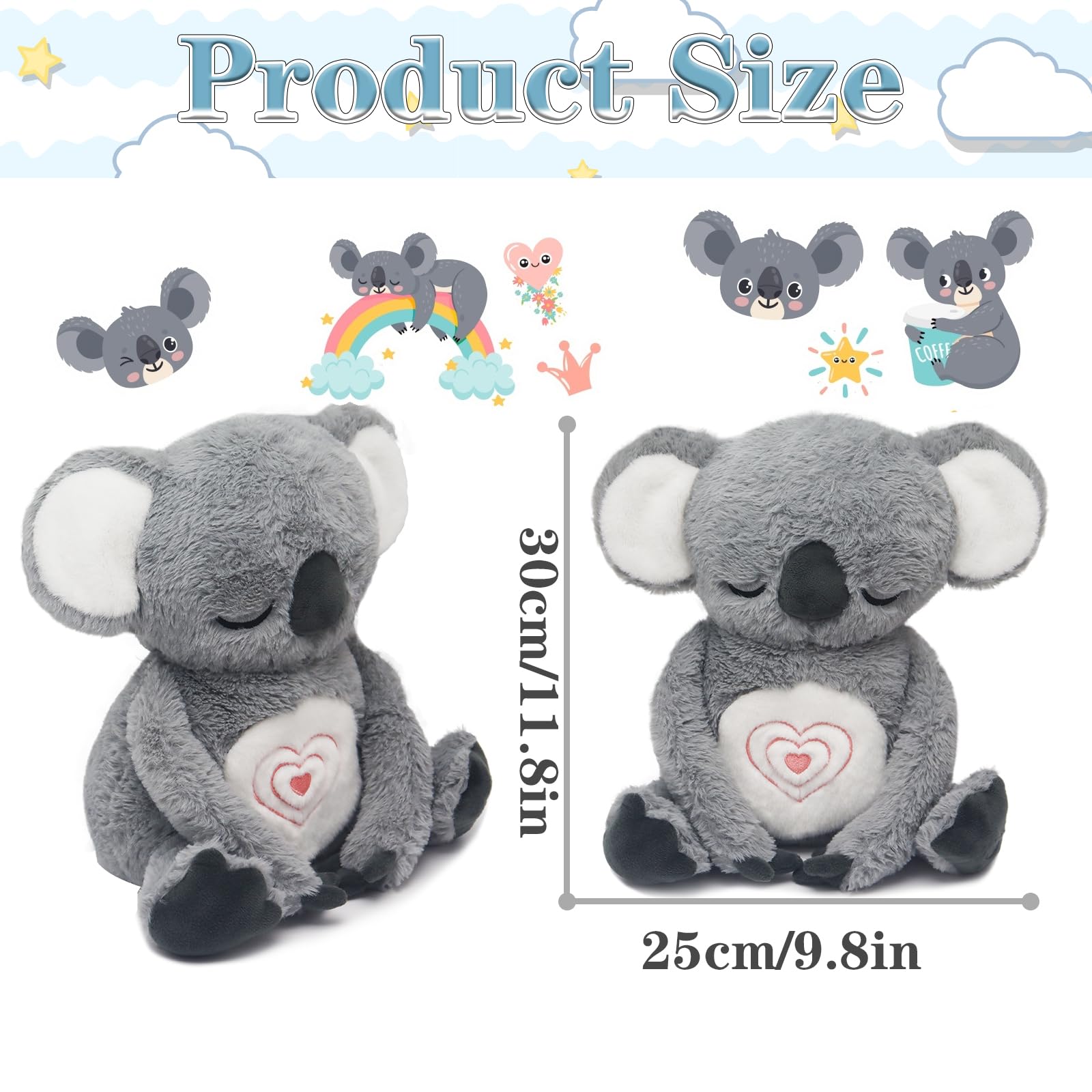 IUTOYYE Koala che Respira Peluche Pupazzo Lontra che Respira Peluche Koala Calmante Lenitivo Orso con Luci e Movimento Respiratorio Orsetto Rilassante