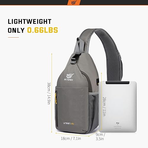 Miniatura 5 de SKYSPER Mochila cruzada - Mochila cruzada en el pecho, bolsa cruzada para viajes, senderismo, casual, mochila para mujeres y hombres, Khakigray