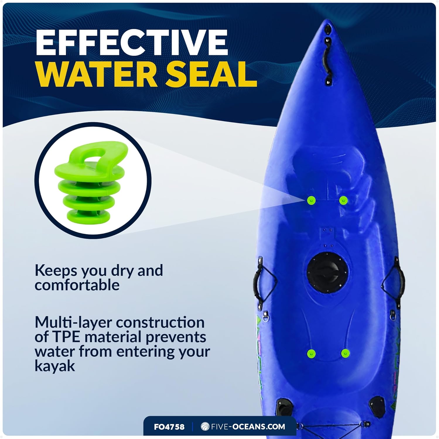 Five Oceans Universal Kayak Scupper Stoppers, Multiple Sizes