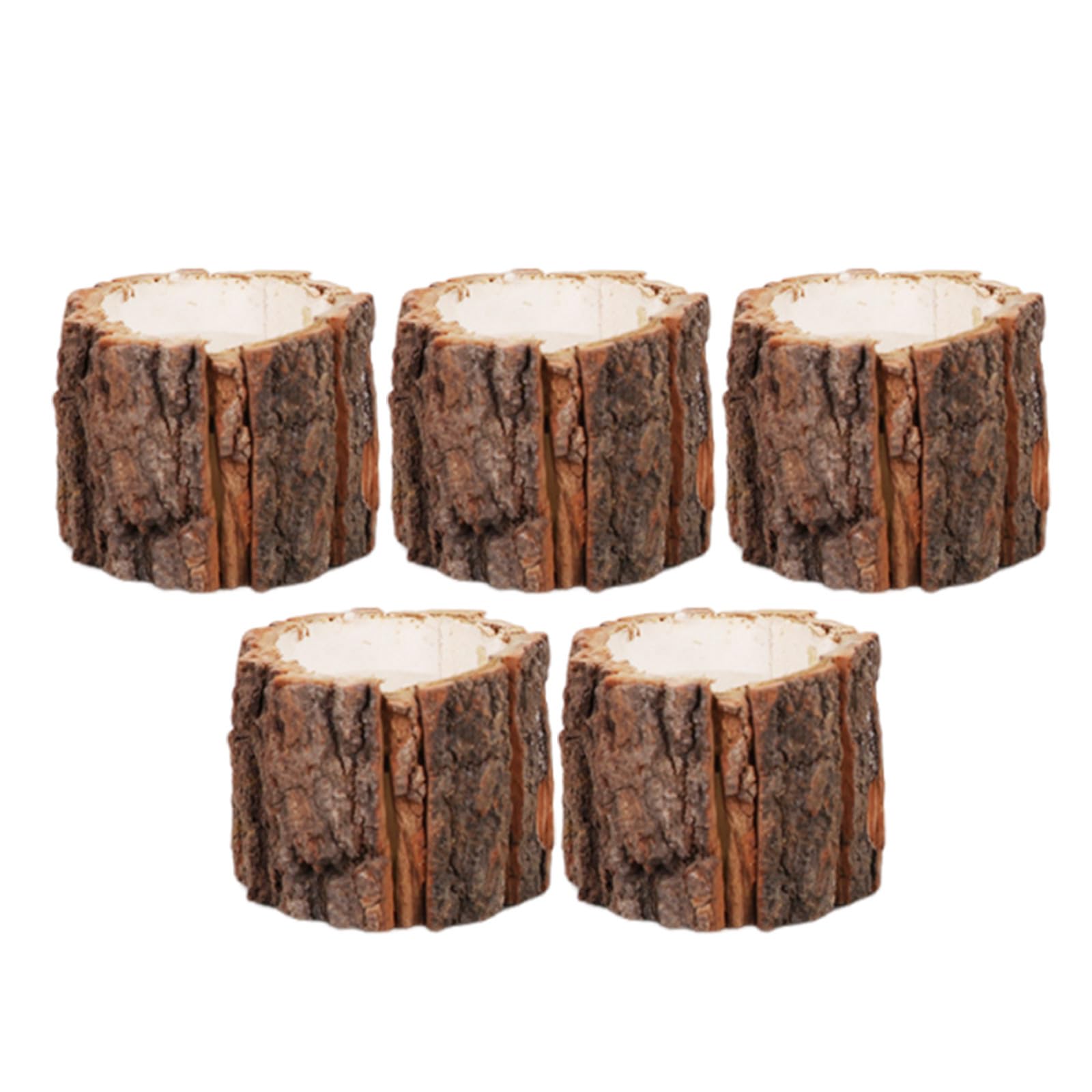SHINEOFI Portapenne da Scrivania Effetto Corteccia Set da 5 in Legno | Organizer Compatto per Studio e Lavoro, Design Creativo Artigianale, Portamatite per Cancelleria
