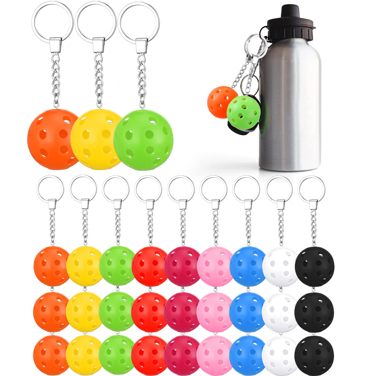 Aurelema 27 Pcs Sport Style Ornament Mini Ball Keychain Bulk for Sports Lovers Fans Gift Luggage Sports Bag, 9 Colors