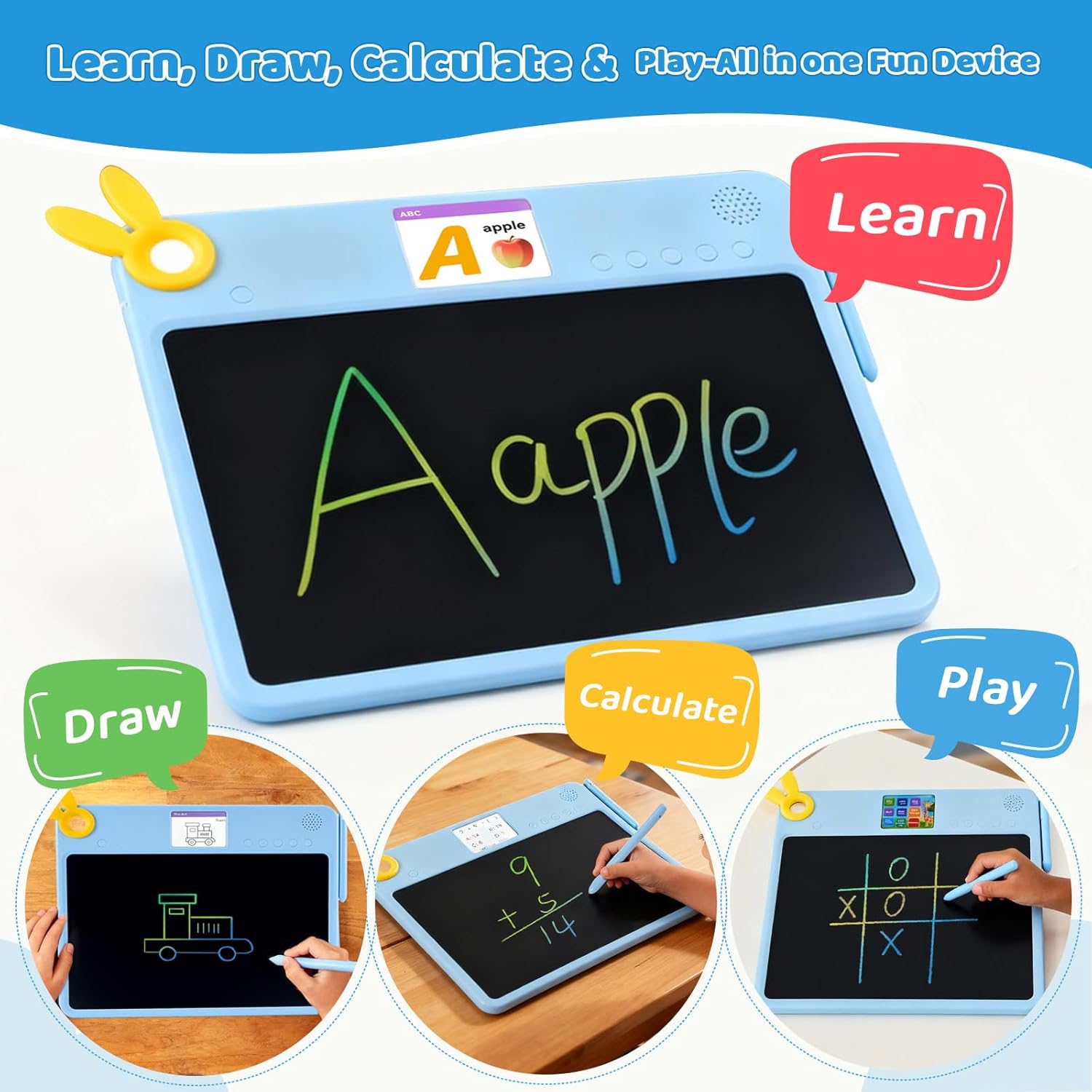 LCD Writing Tablet for Kids – 13.5'' Drawing Pad with 2.8'' Color Screen, Includes Traceable Drawings & Rich Content, Educational Writing Tablet for Kids Ages 3,4,5,6, Gifts for Boys & Girls