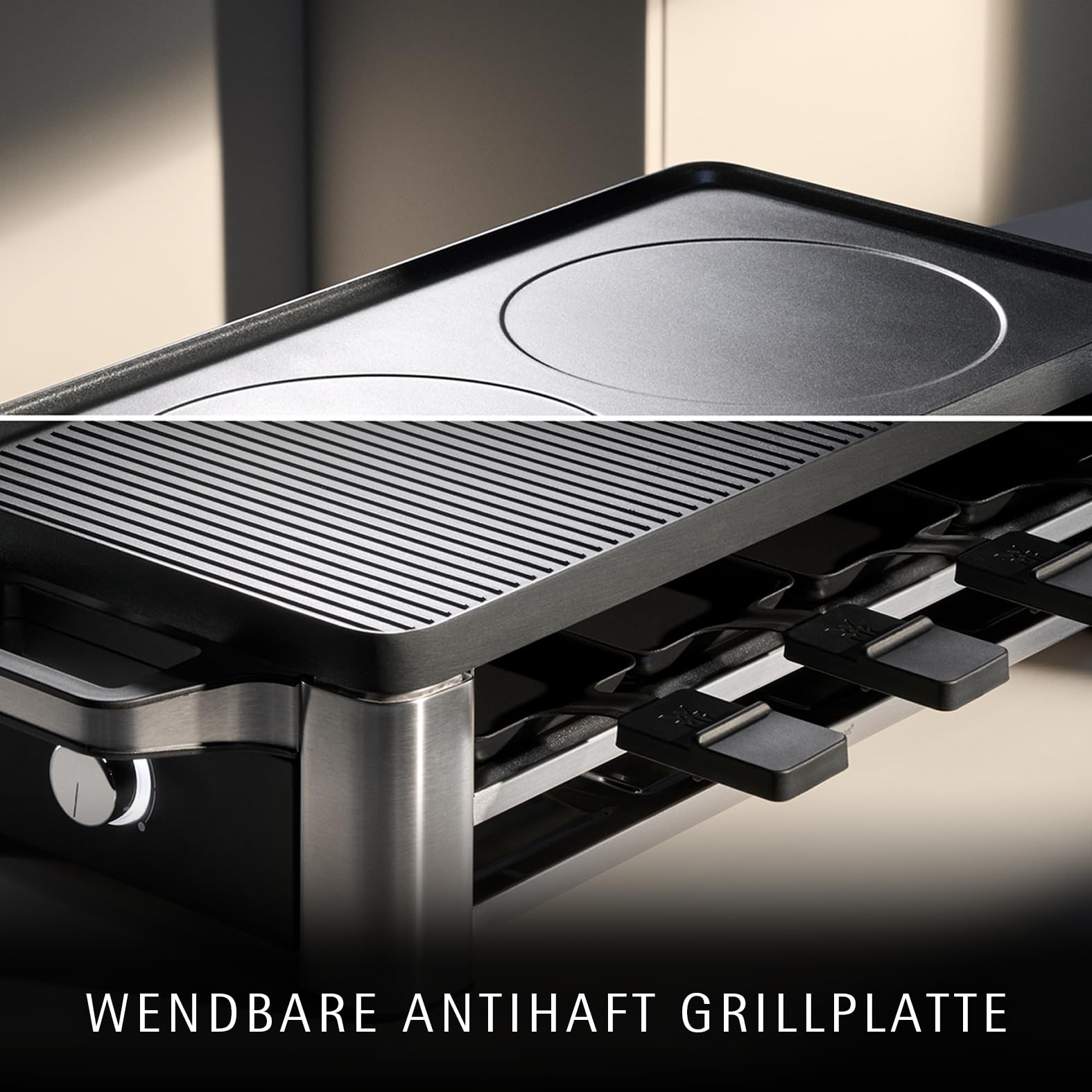 WMF Lono Raclette-Grill für 8 Personen, Cromargan-Edelstahl, antihaftbeschichtet