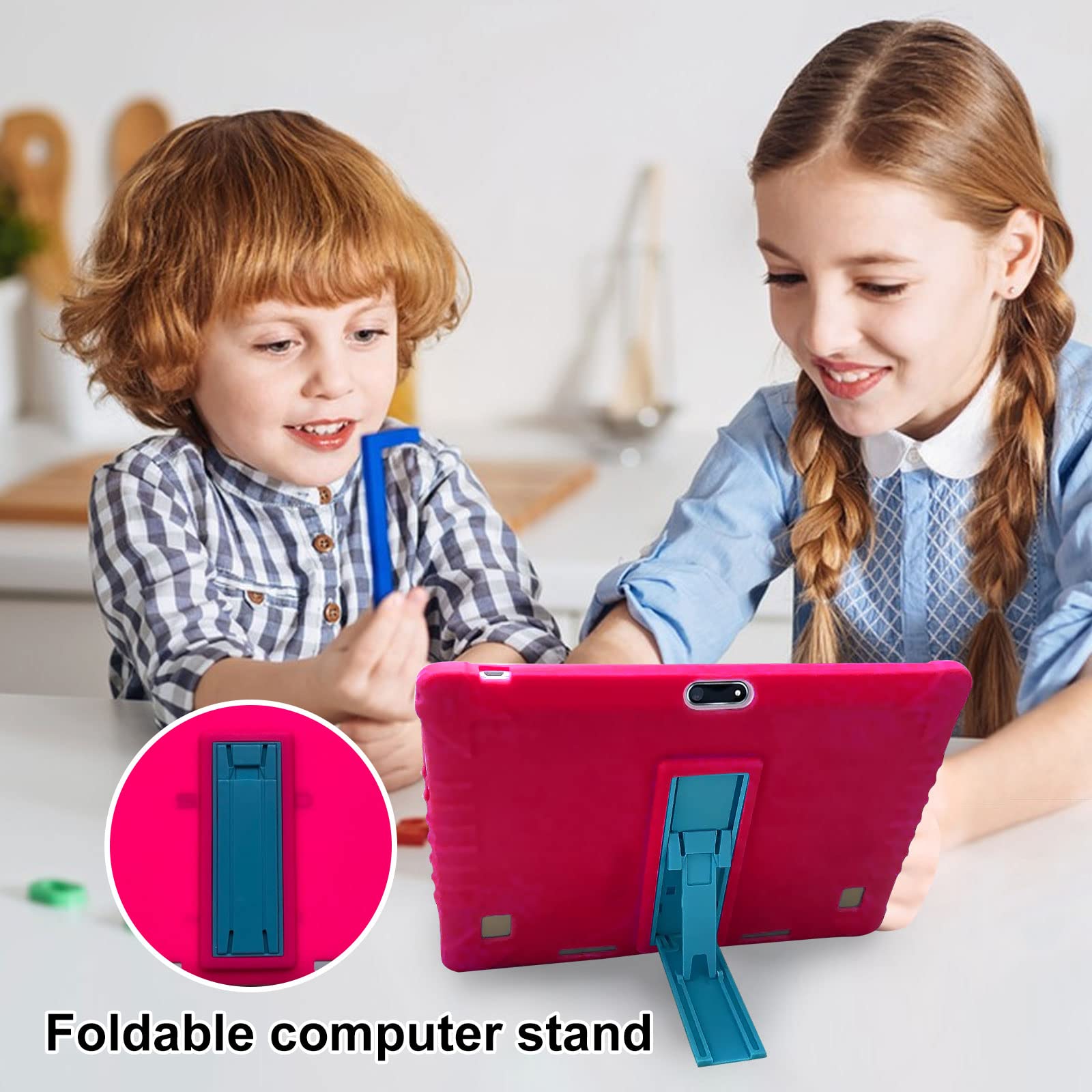 Touch Kids Tablet Pro Kid Tablet Pad tablet edukacyjny dla dzieci, 1 GB + 16 GB, Android 8.1, ekran dotykowy IPS 10", Google Play, 16 GB SD, rysik, fabrycznie zainstalowany z etui ochronnym (różowy)