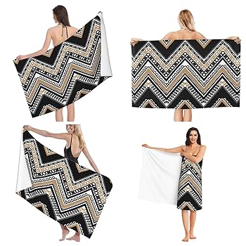 Amazon｜ジグザグマイクロファイバービーチタオル バスルーム