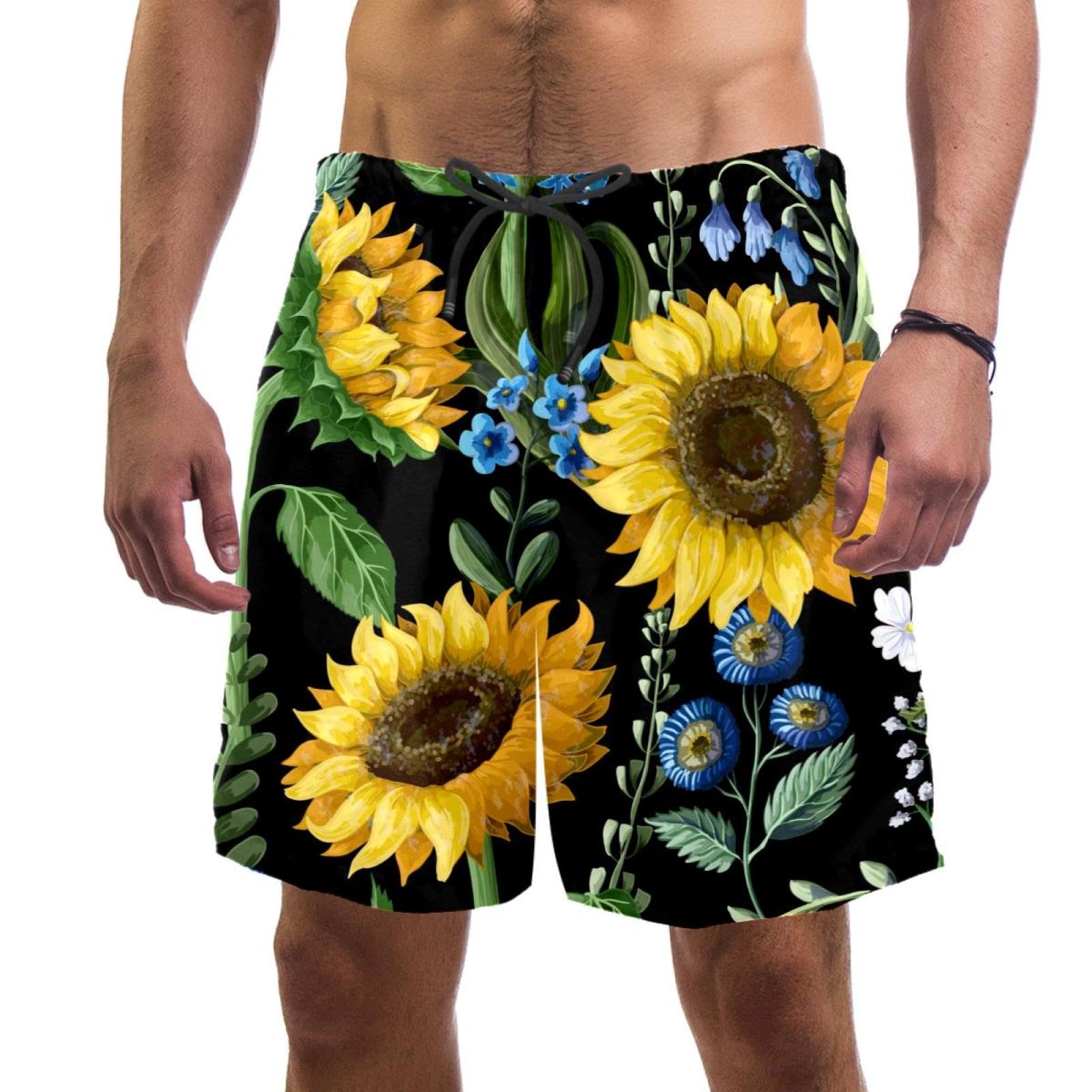Short de Plage de Bain Homme VERED à Tournesols et Séchage Rapide - 6