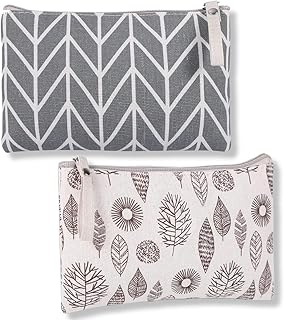 WUSJCOF Neceser Maquillaje Floral Mujer, 2 Unidades, Multifuncional y Portátil, Bolsas de Cosméticos de Tejido de Pana con...